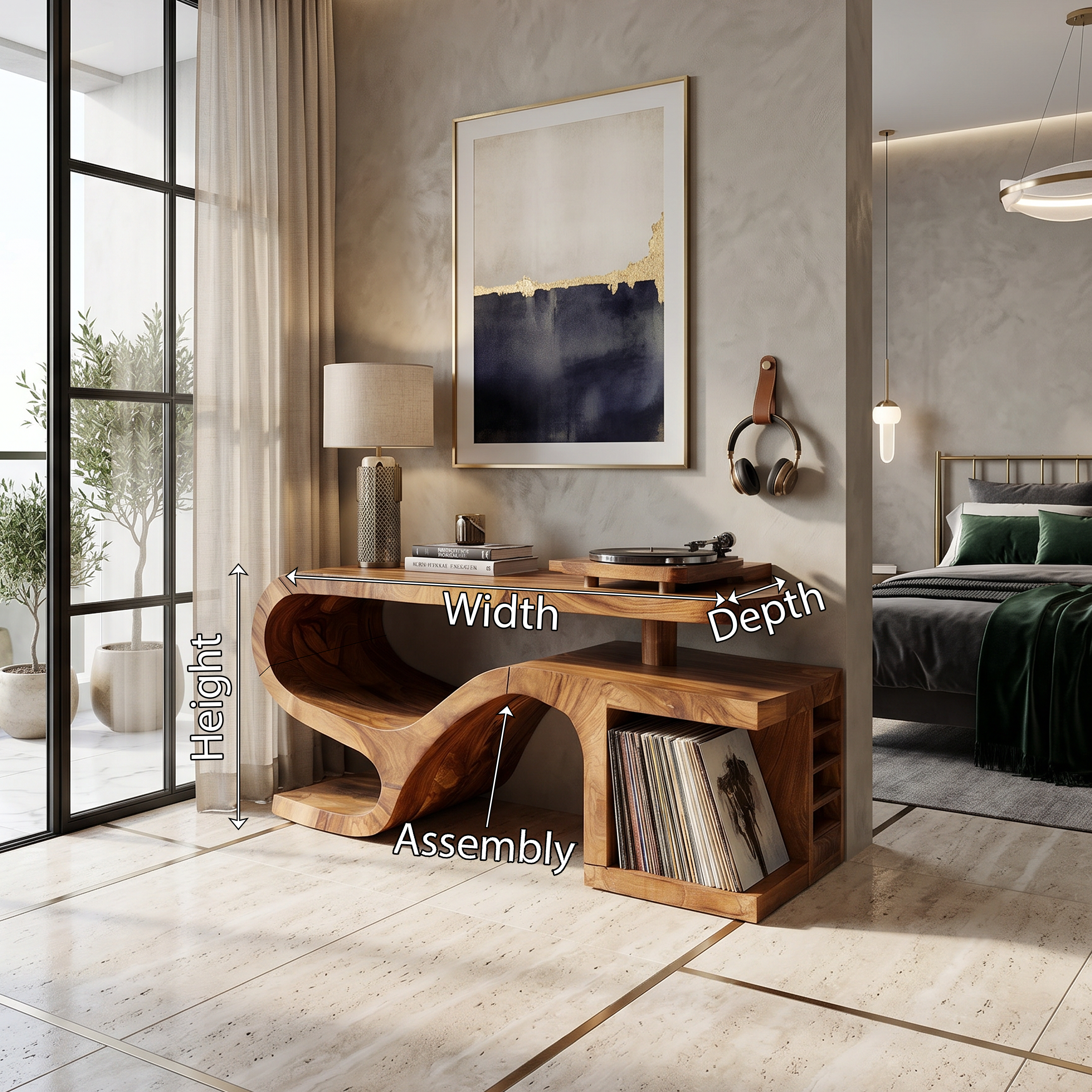 Minimalist Organic Record Player Stand Modern Loft SILDTTRRPT043