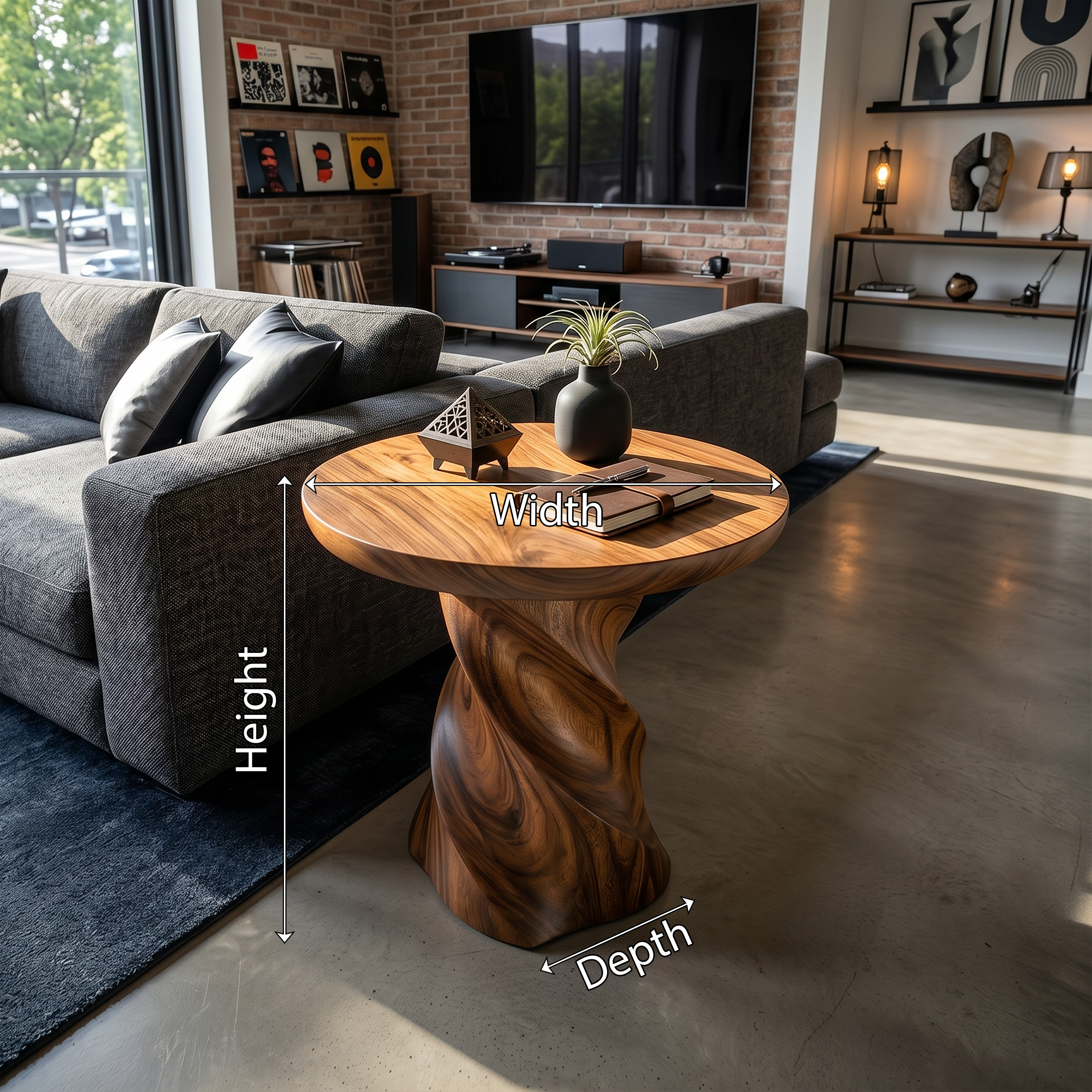 Industrial Pedestal Accent Table Loft Apartment SILDTTRSTA042