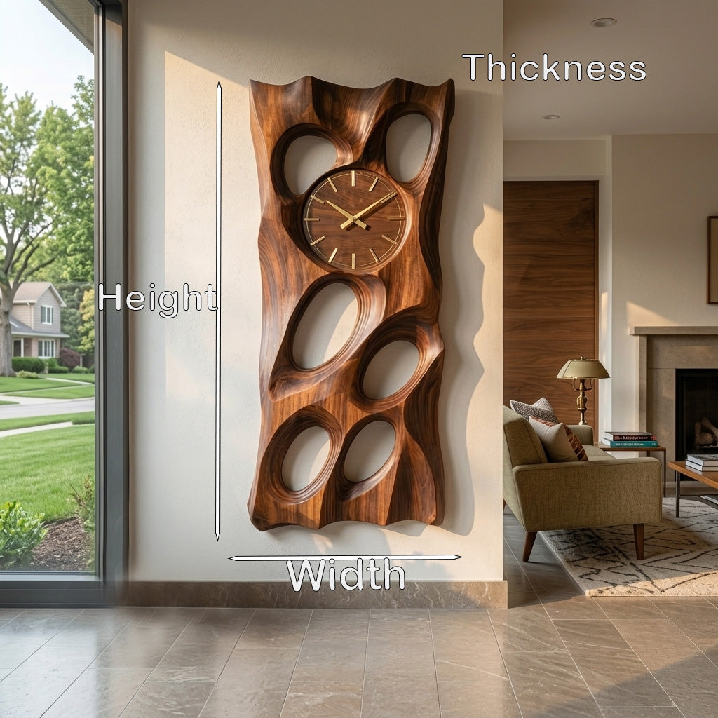 Wooden Wall Clock With Openwork Design For Living Room RTTHHNWAC031