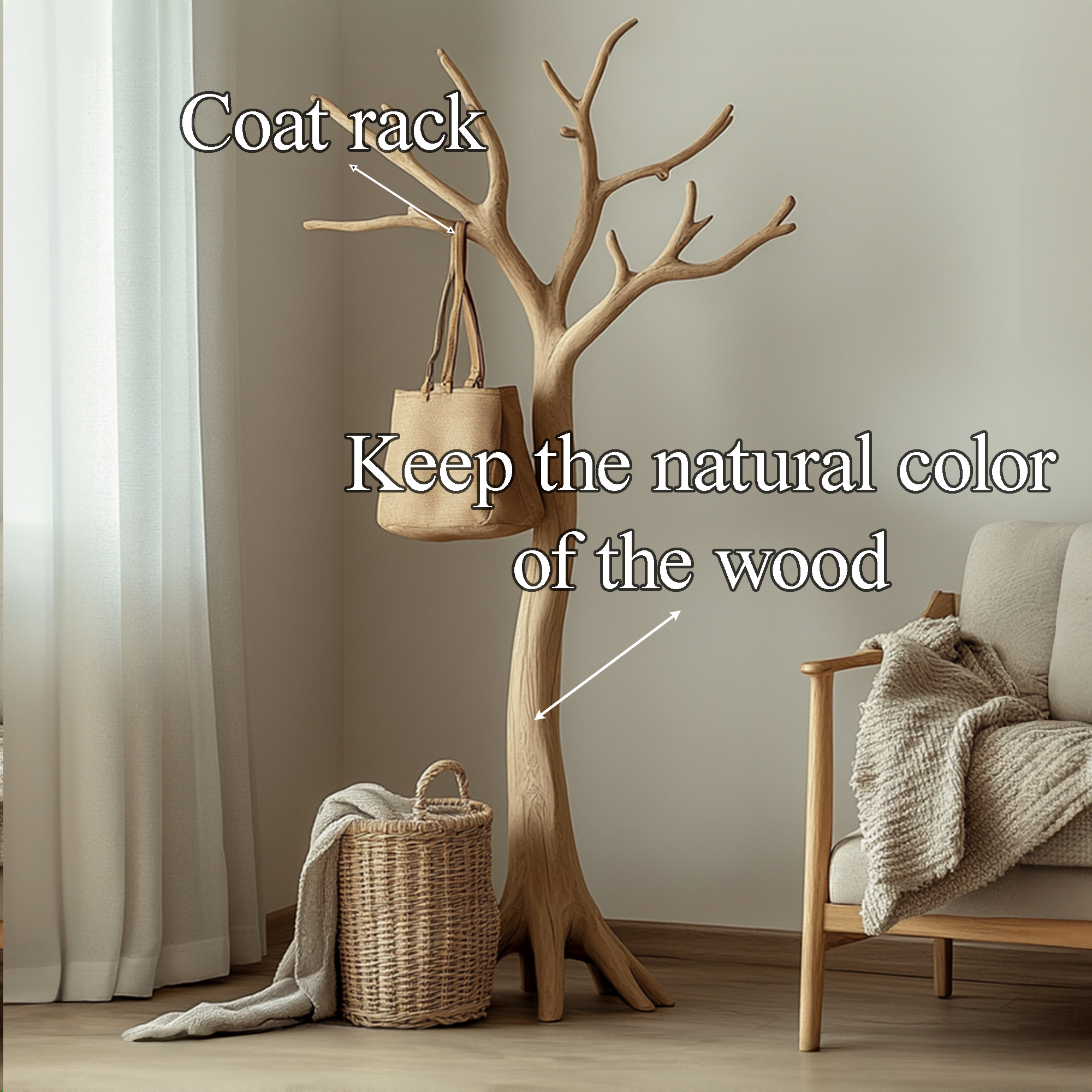 Custom Coat Rack  Solid Wood  Living Room Decor Gifts Decorations SINLTCR008