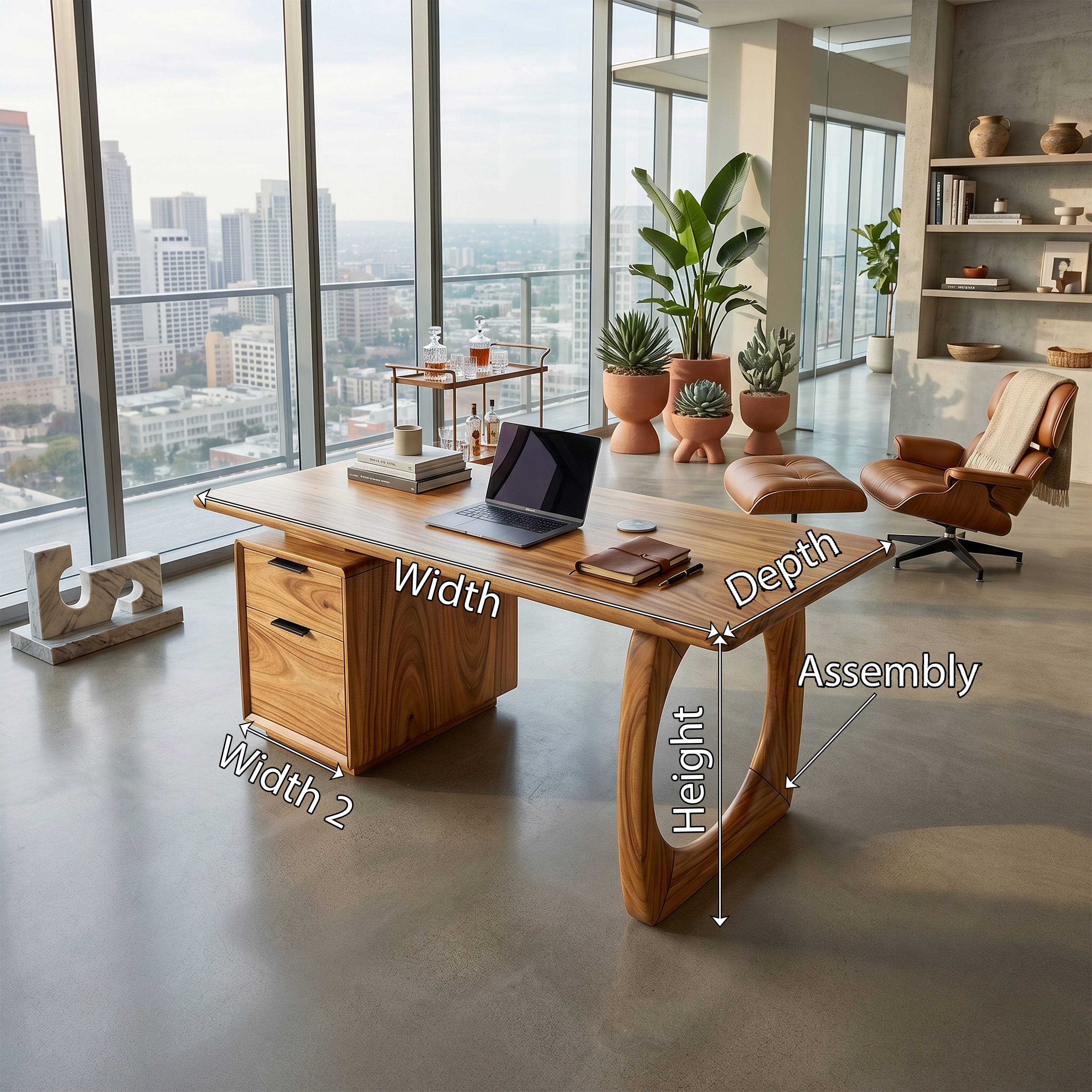 High Rise Workstation Desk With Curved Base For Penthouse Office SILDTTRDE009
