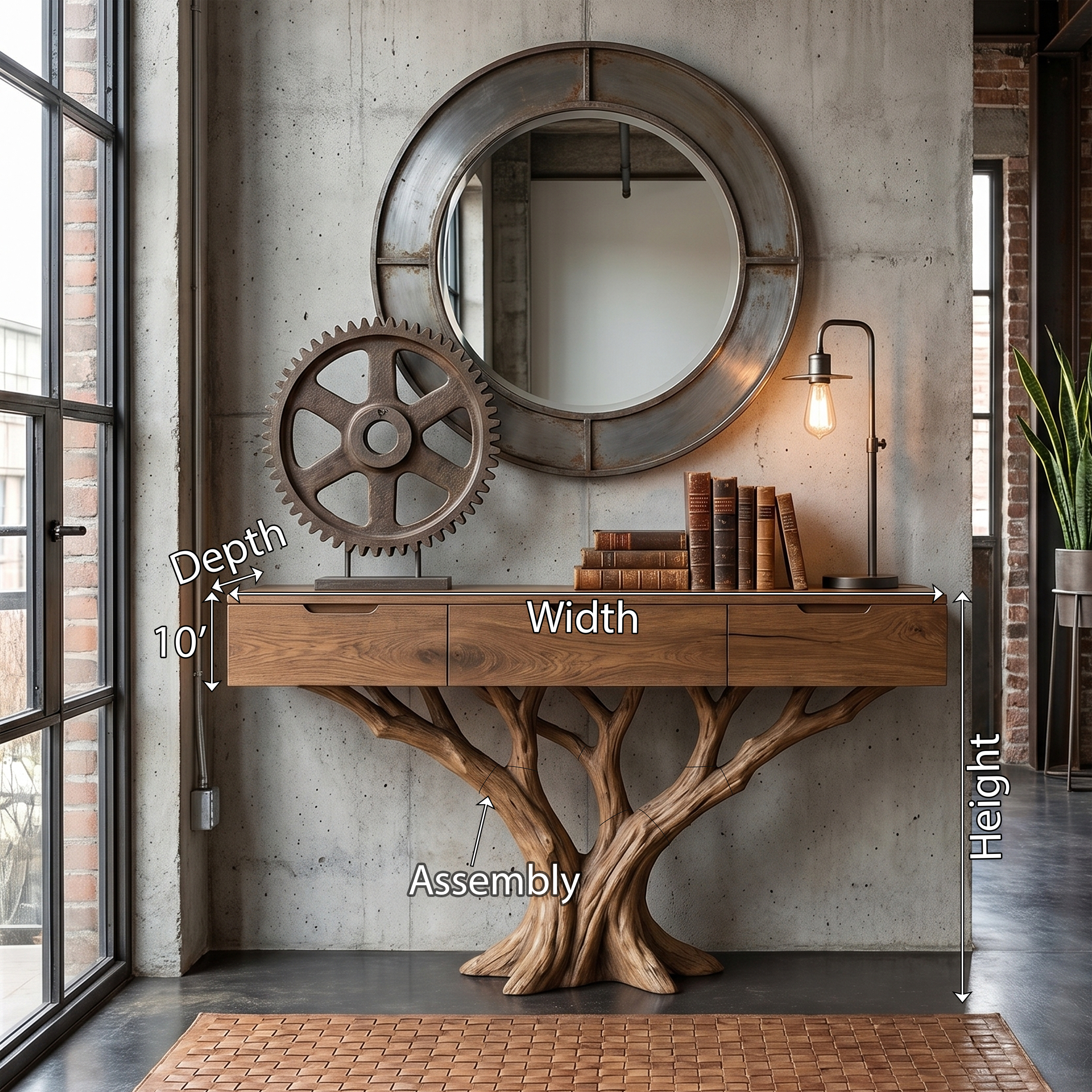 Industrial Tree Root Console Table Modern Loft SILDTTRCS090
