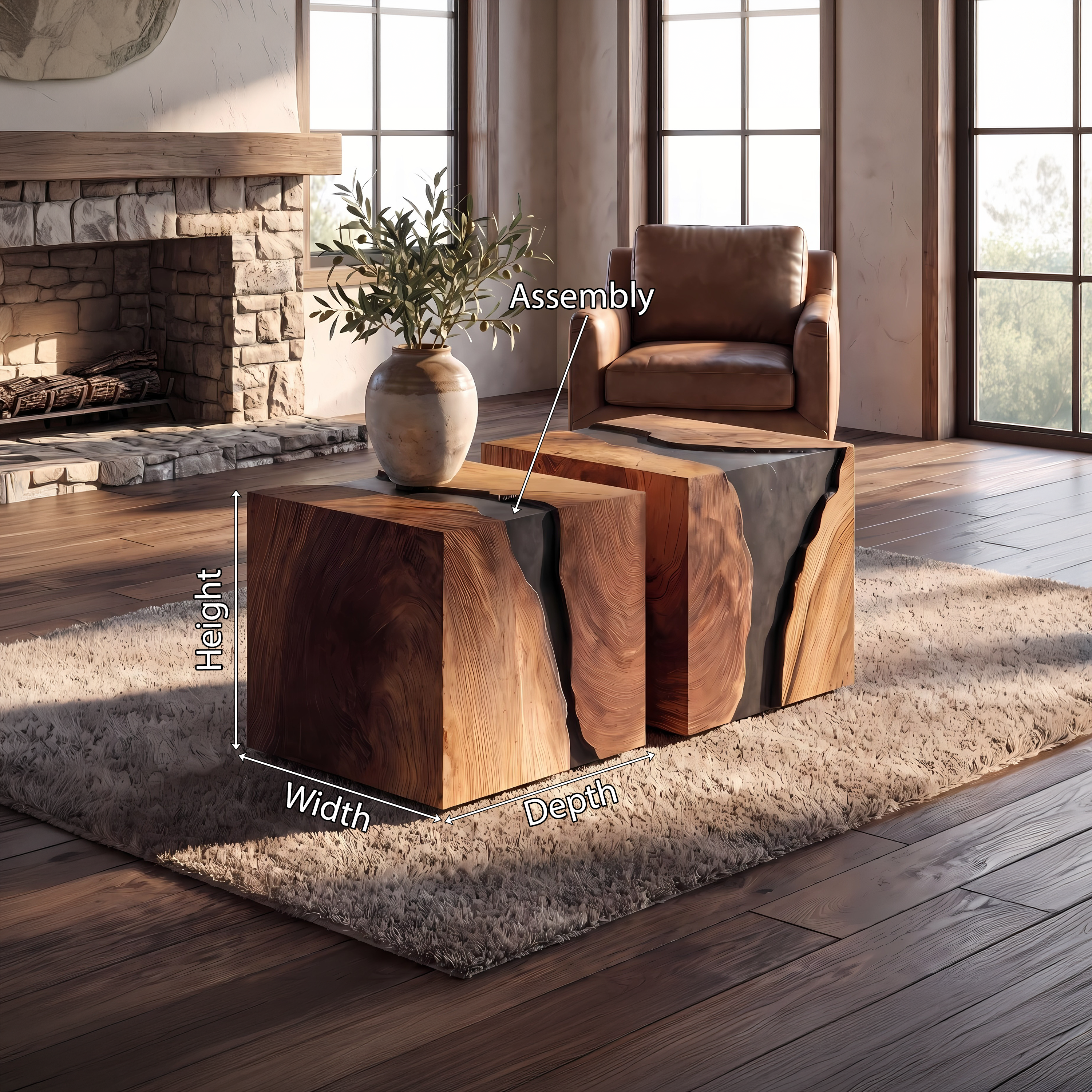 Modern Solid Wood Cube Coffee Table For Furniture Decor SILDTTNCF043
