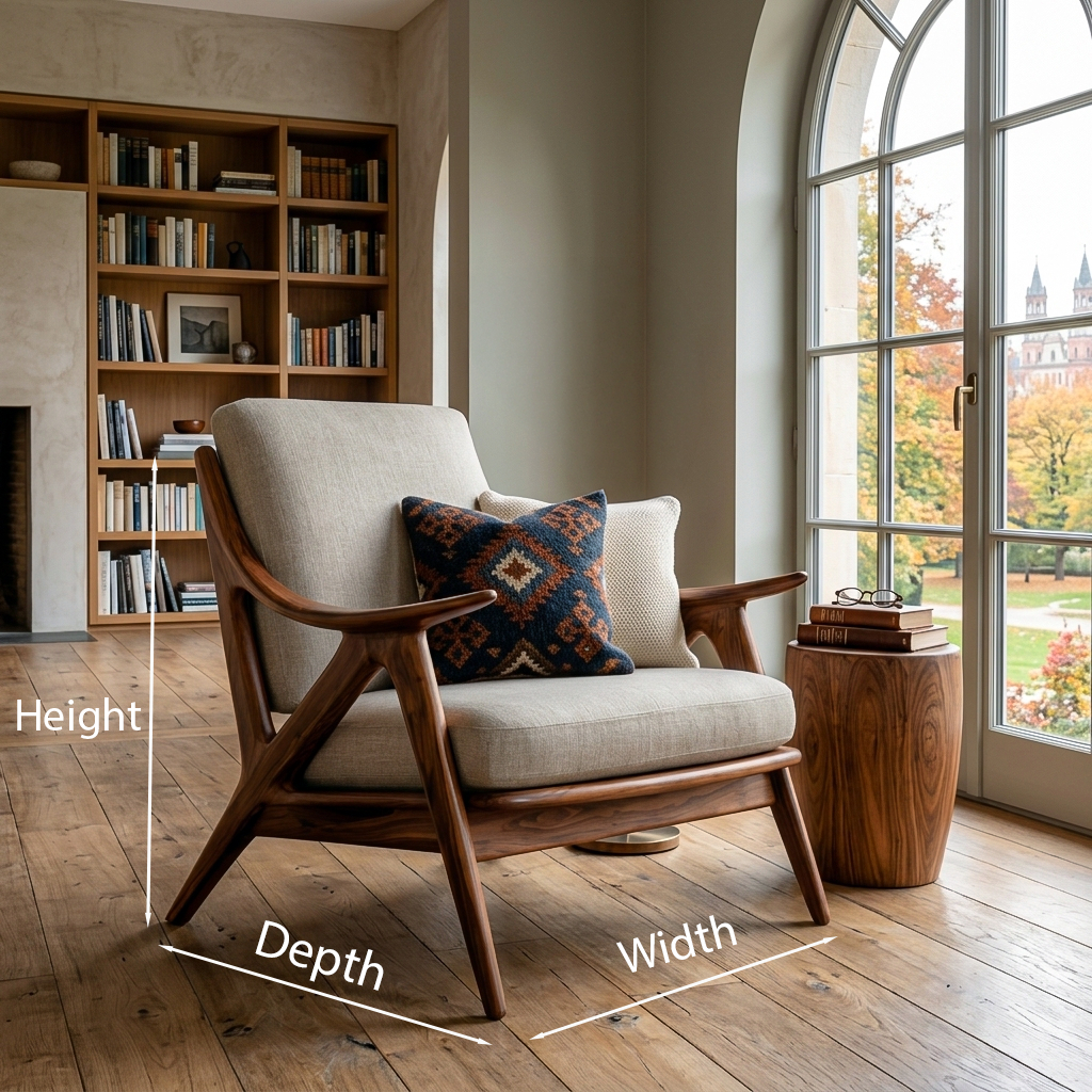 Contemporary Wood Accent Chair With Sculptural Frame For Living Room RTTHTTACC029