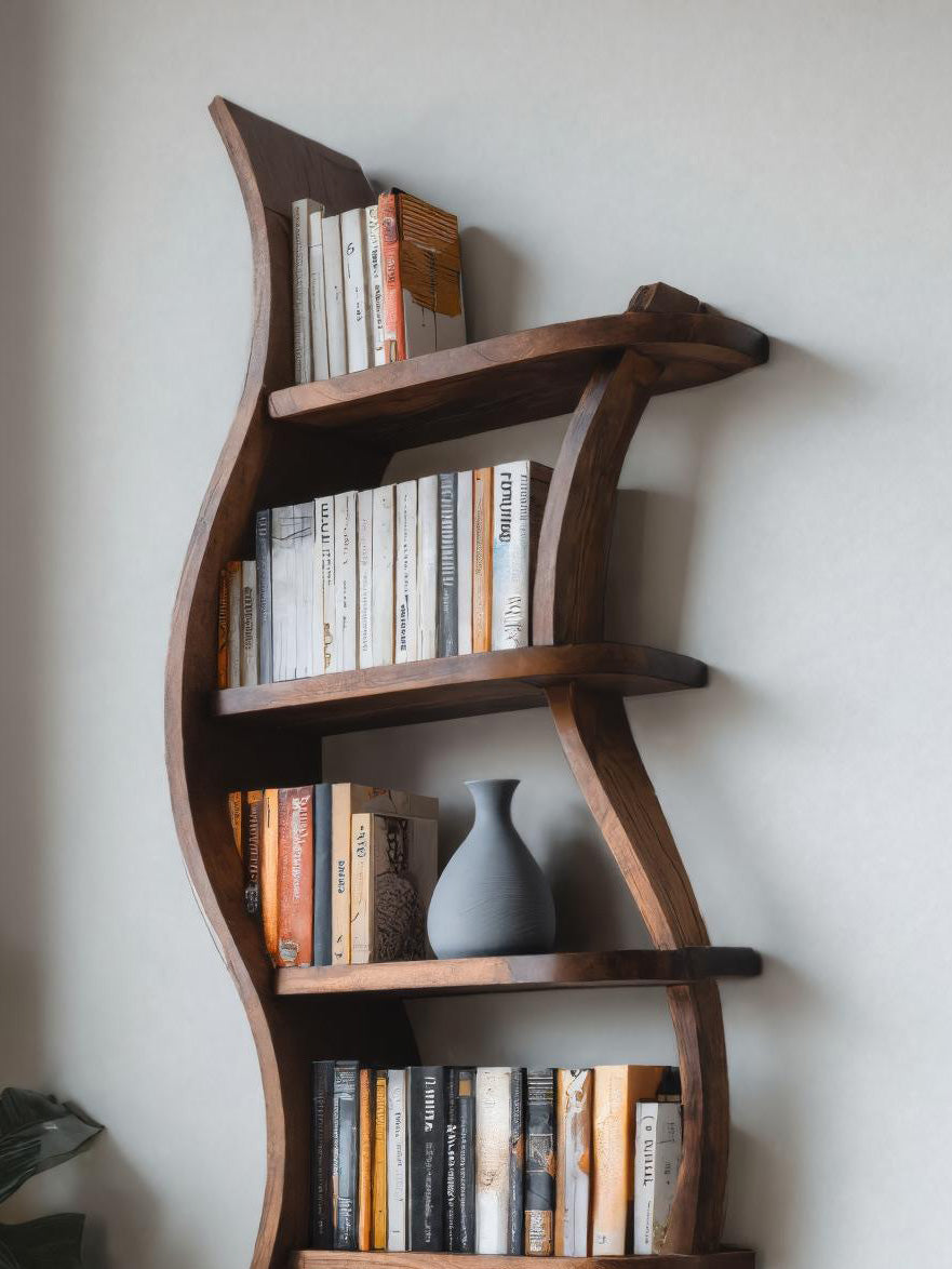Modern Sculptural Bookshelf With Curved Design For Living Room SITHHNBS038