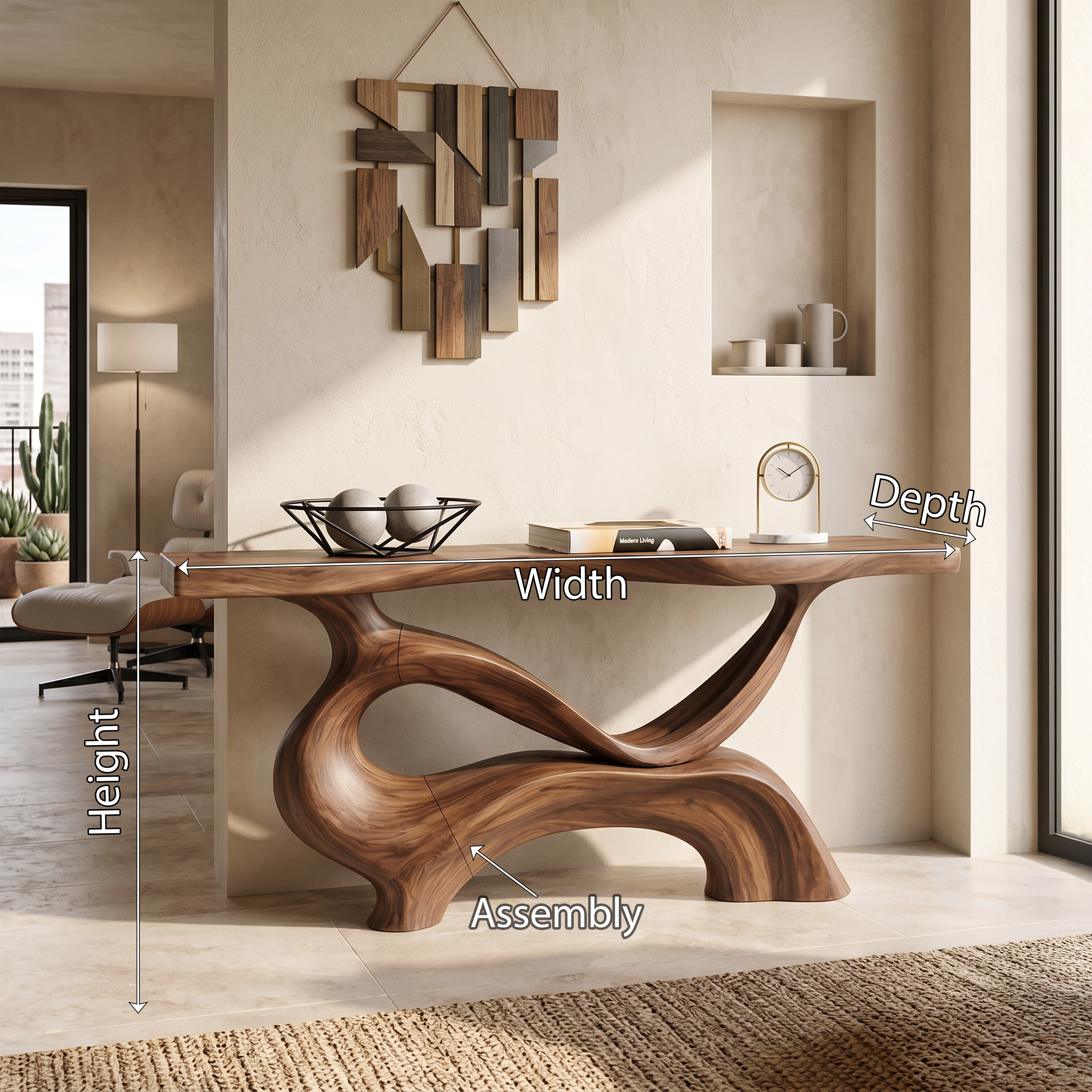 Contemporary Sculptural Base Console Table Modern Hallway SILDTTRCS087