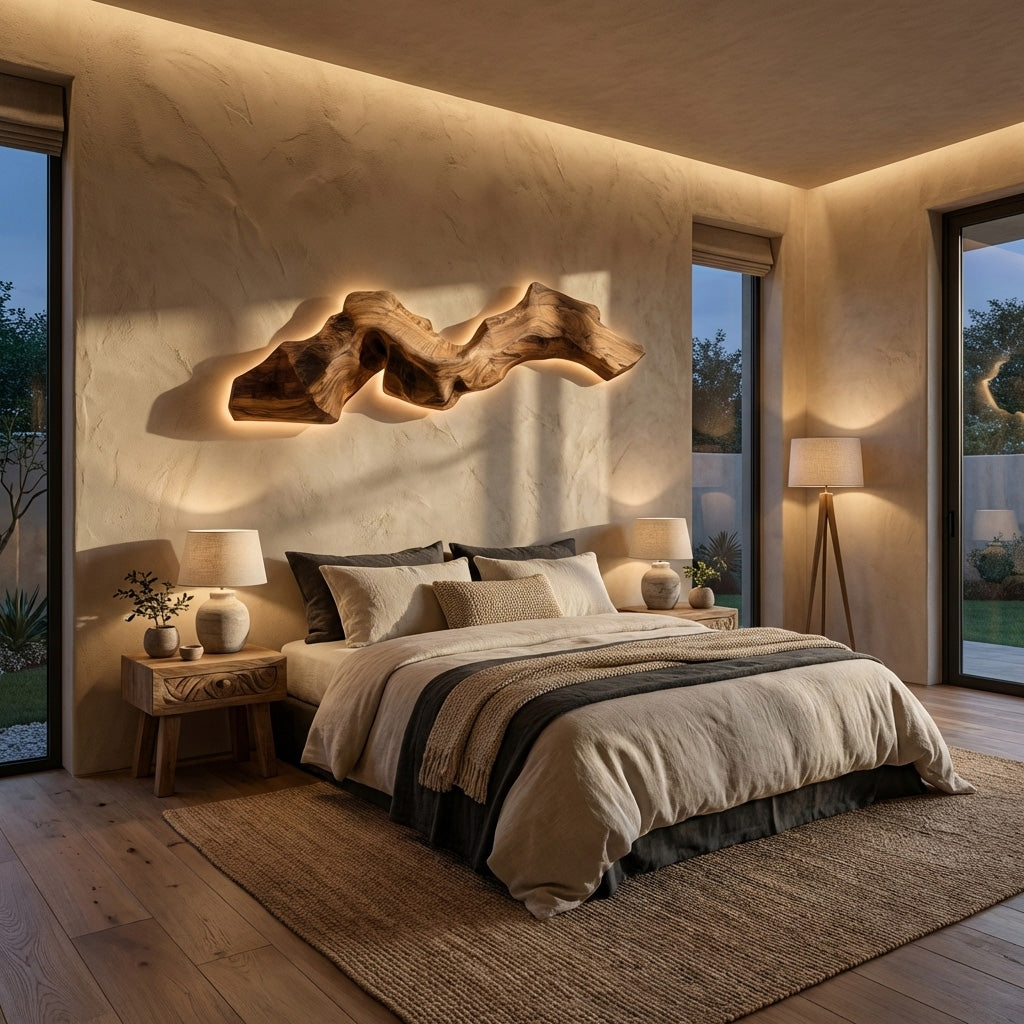 Abstract Live Edge Wall Lamp For Bedroom RTTHHNLAM050