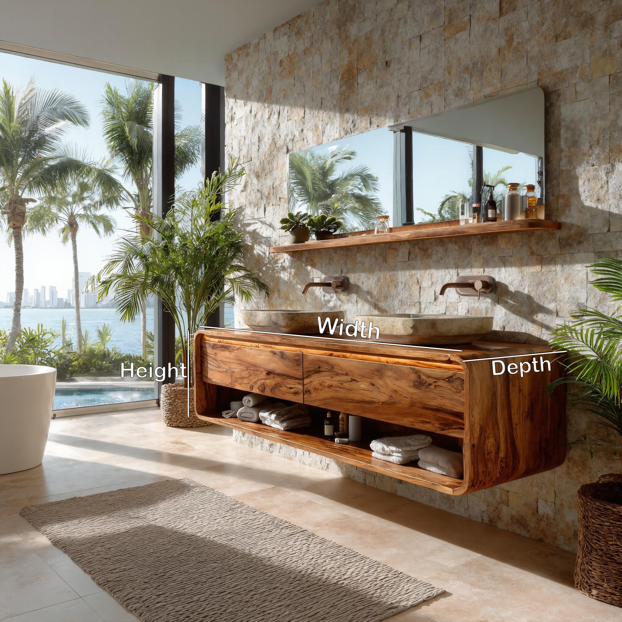 Minimalist Floating Wood Bathroom Vanity For Bathroom Areas RTTHHNBRV009