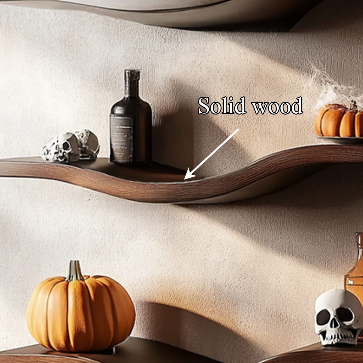 Mid Century Wavy Floating Shelf Halloween Living Room SINLSAWV013