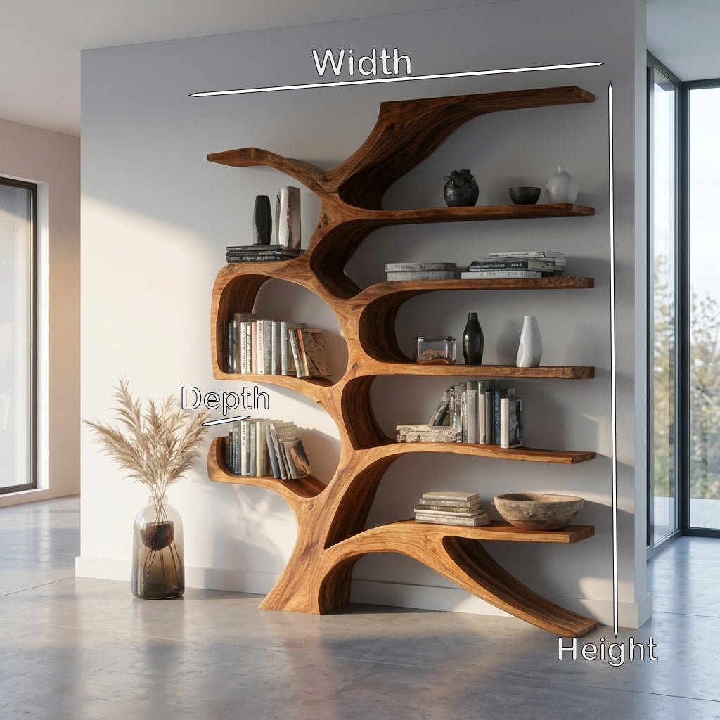 Contemporary Sculpted Wooden Bookshelf For Living Room Decor RTTHHNBS153