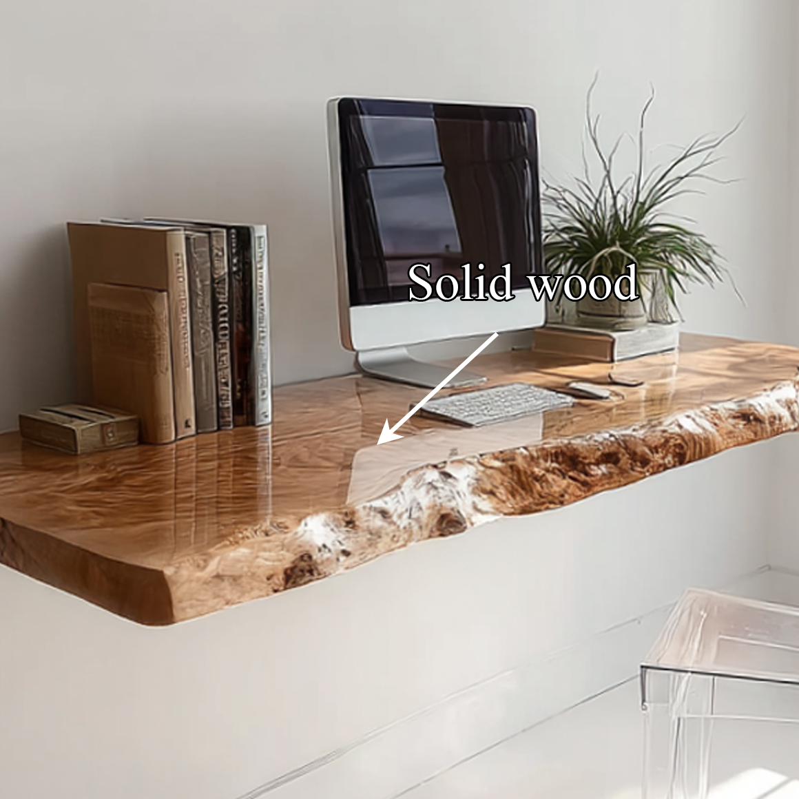 Rustic Live Edge Wall Mounted Desk Office Or Living Room SINLSAFL285