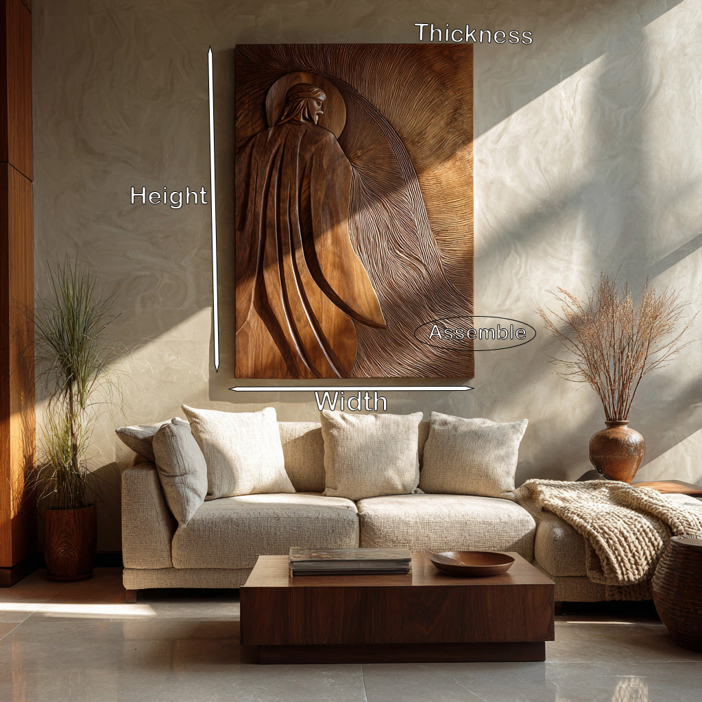 Contemporary Wooden Wall Art With Carved Figure For Living Room RTTHHNWA199
