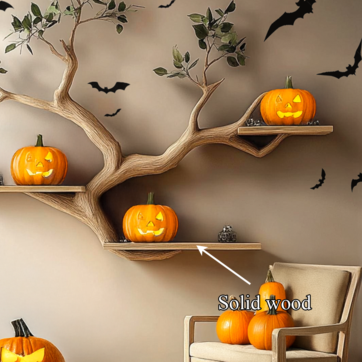 Rustic Halloween Tree Shelf Living Room SINLSAHW004