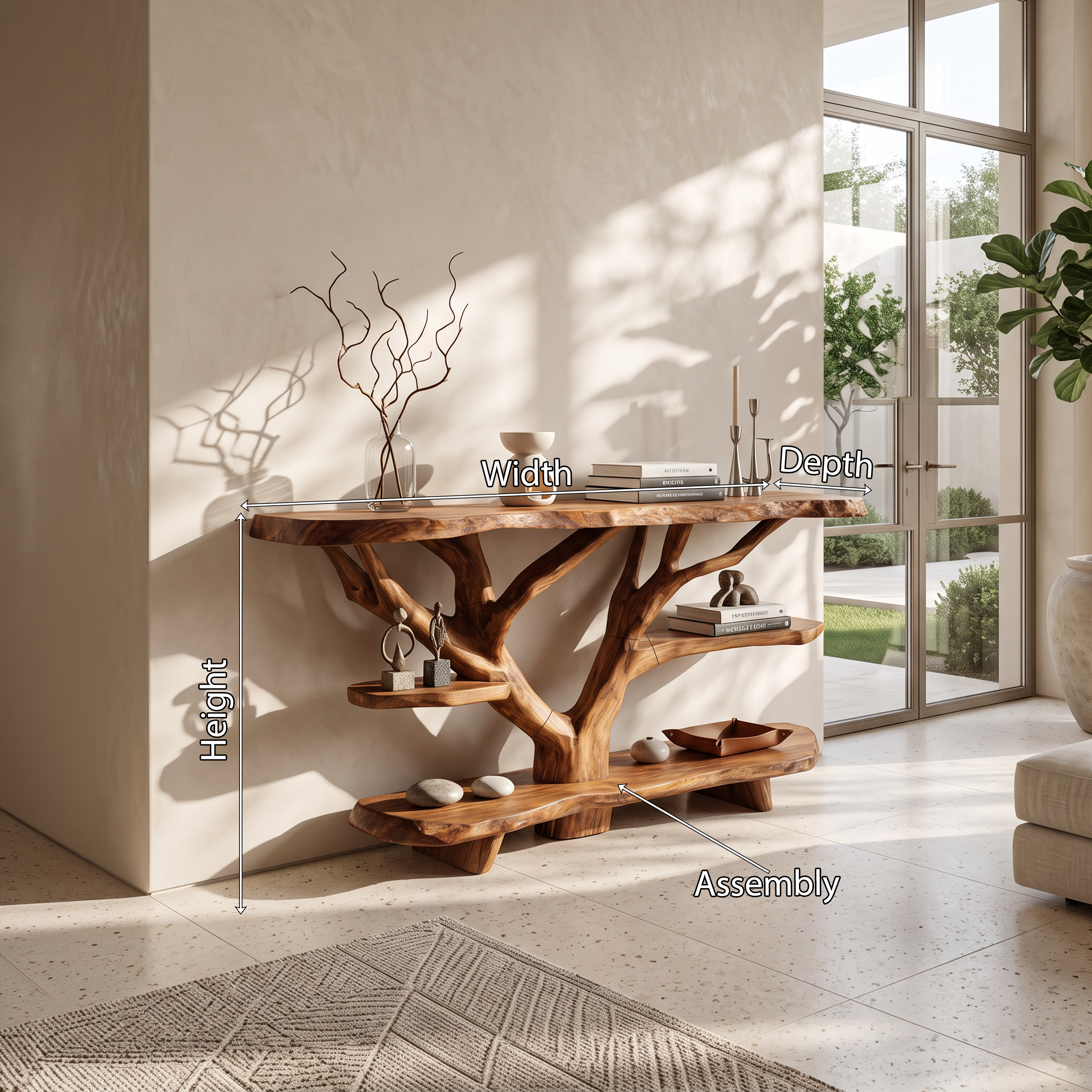 Mid Century Live Edge Entryway Table For Contemporary Bedroom Decor SILDTTNCS059