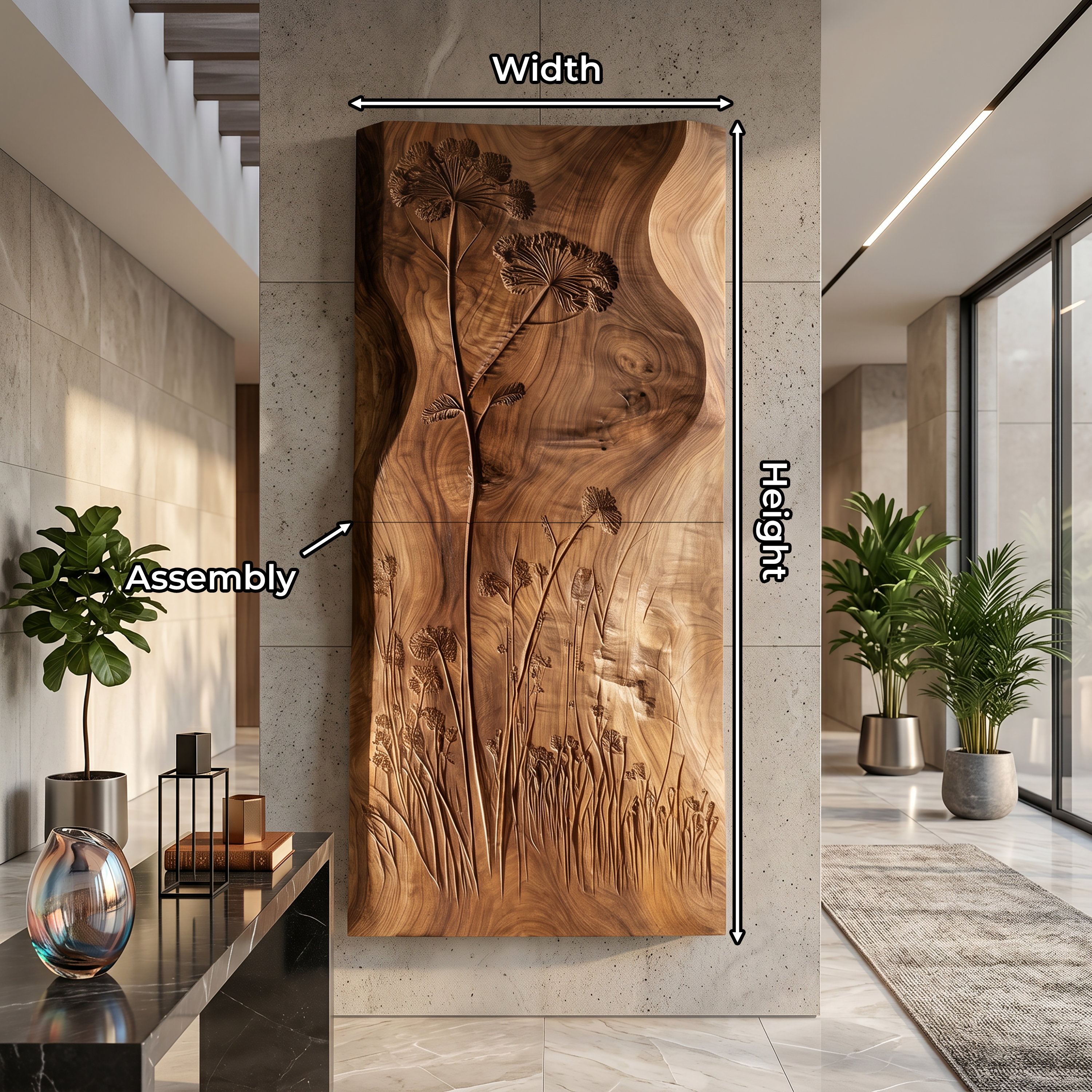 Botanical Wall Panel With Wildflower Relief For Hallway SILDTTRWA153