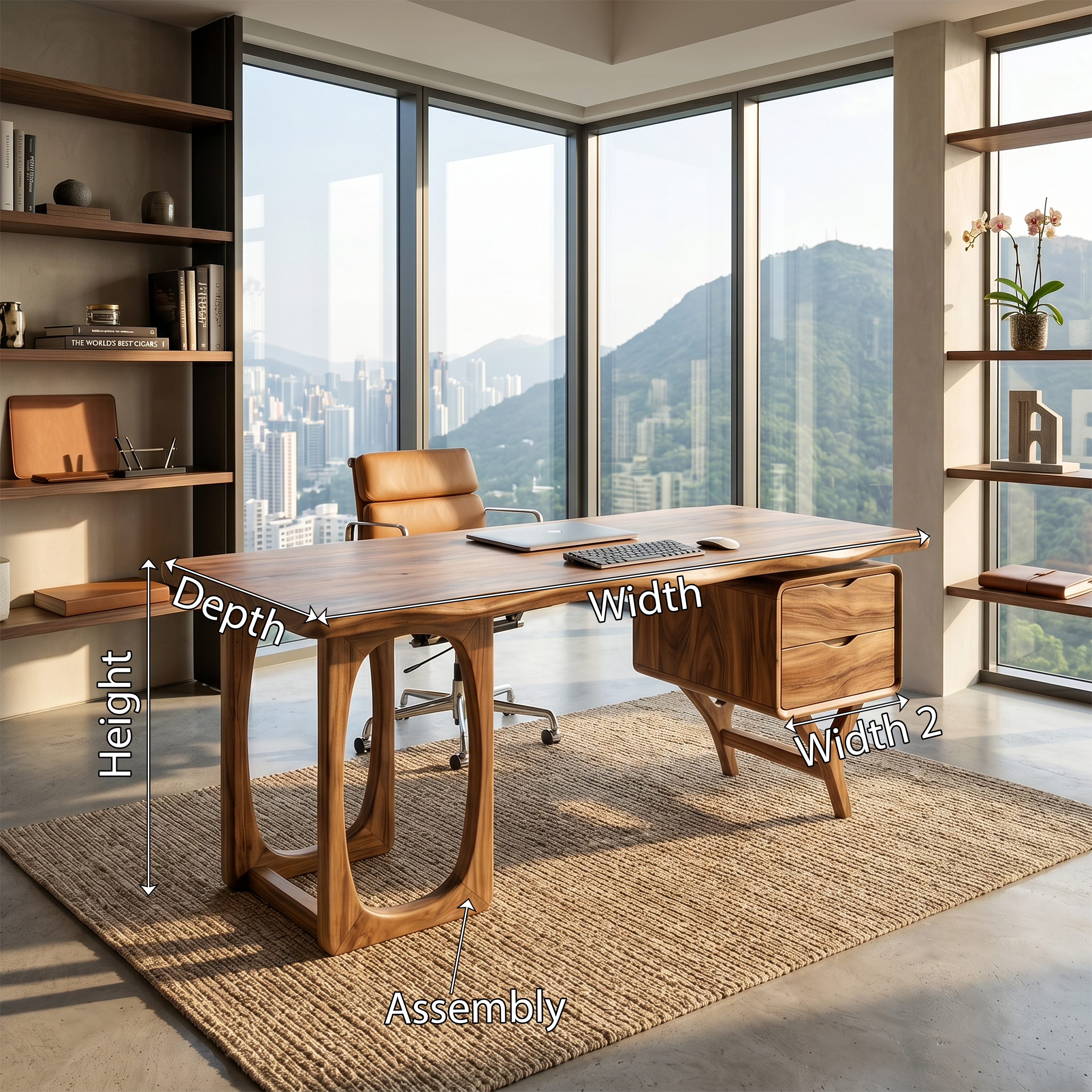 Organic Dual Pedestal Executive Desk Luxury Office SILDTTRDE030