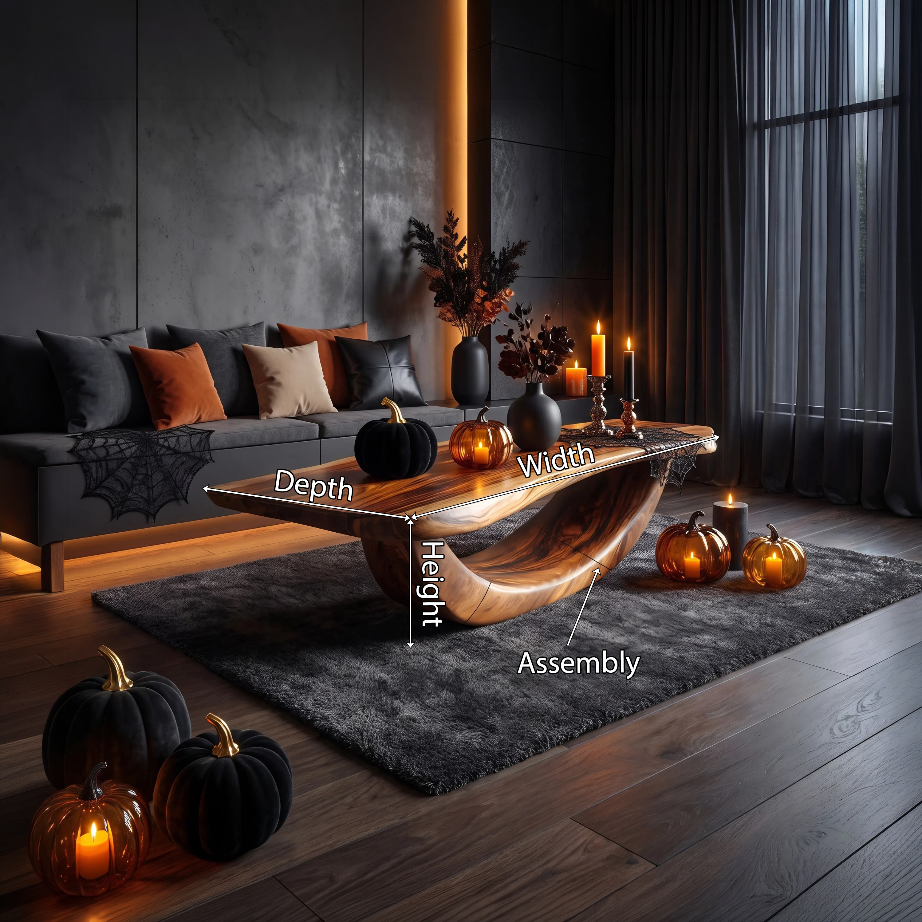 Farmhouse Wooden Live Edge Coffee Table Livingroom Decor Haunted Look SILDTTNHCF027