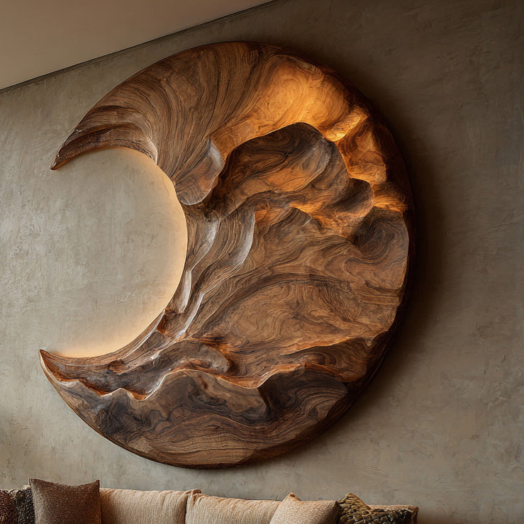 Contemporary Moon Wooden Wall Art For Living Room RTTHHNWA171