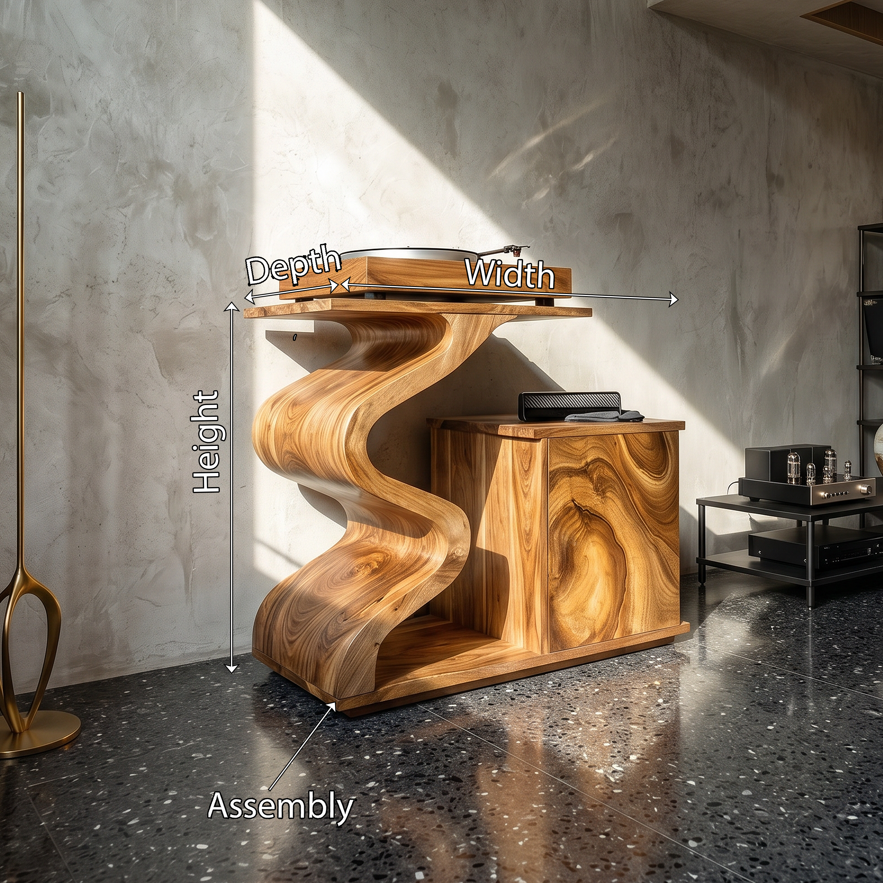 Modern Sculptural Turntable Stand Audio Lounge SILDTTRRPT041