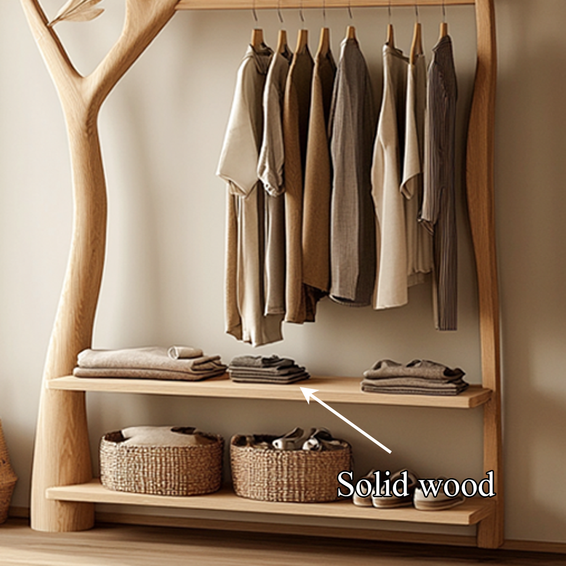 Rustic Tree Clothing Rack Entryway Bedroom Storage SINLSATCR034