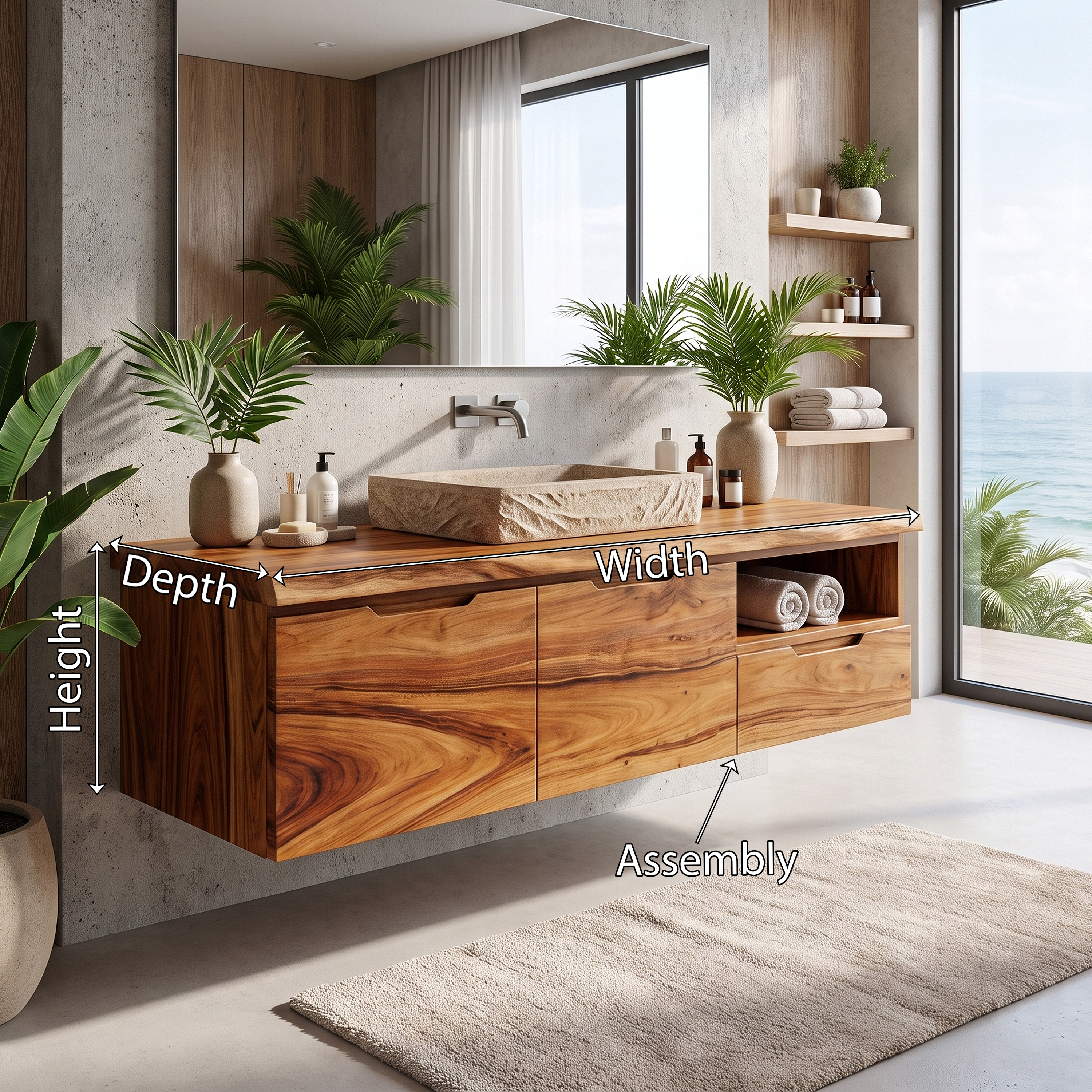 Luxury Wood Bathroom Vanity Coastal Beach House SILDTTRBRV201