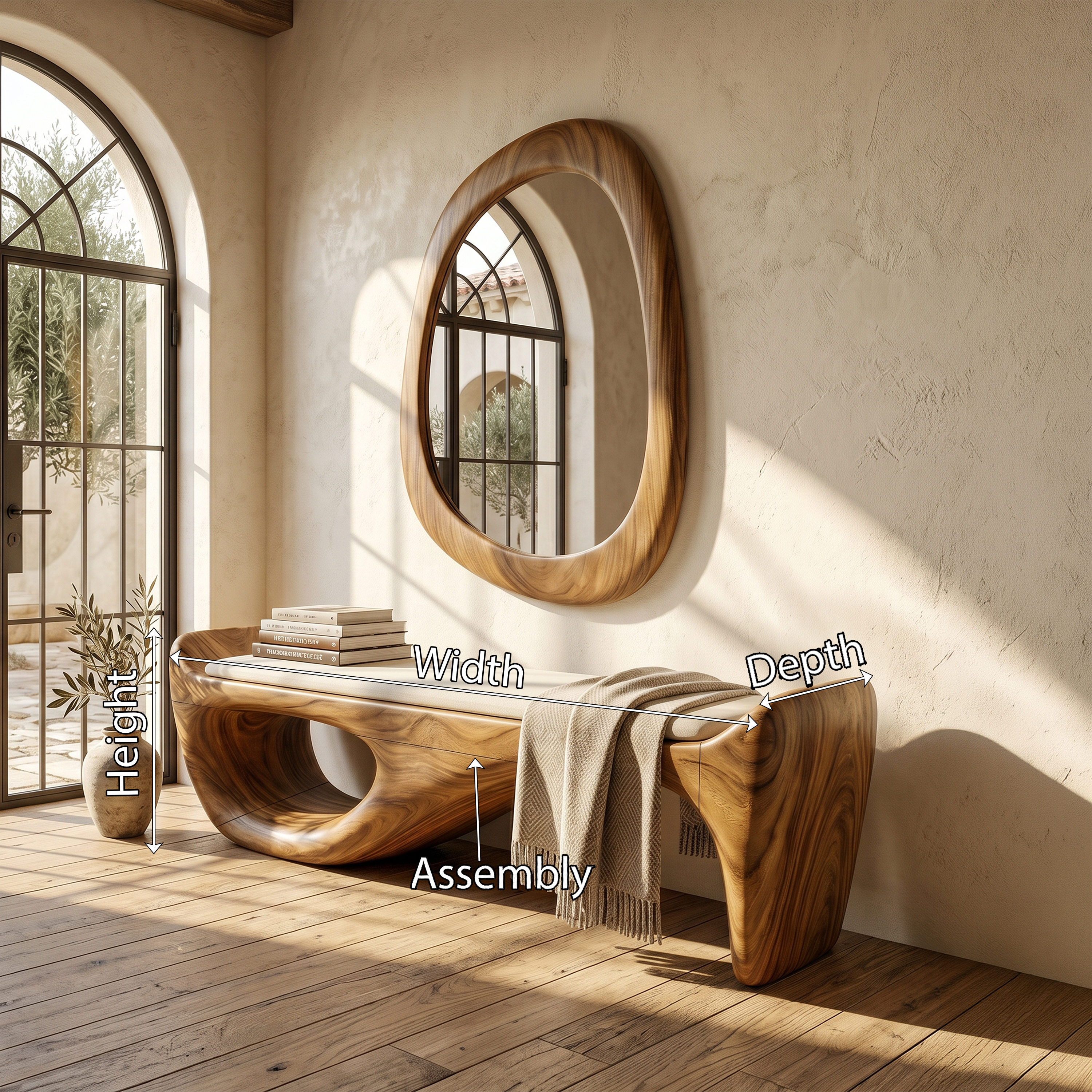 Designer Entryway Bench Organic Modern Home SILDTTRBEN064