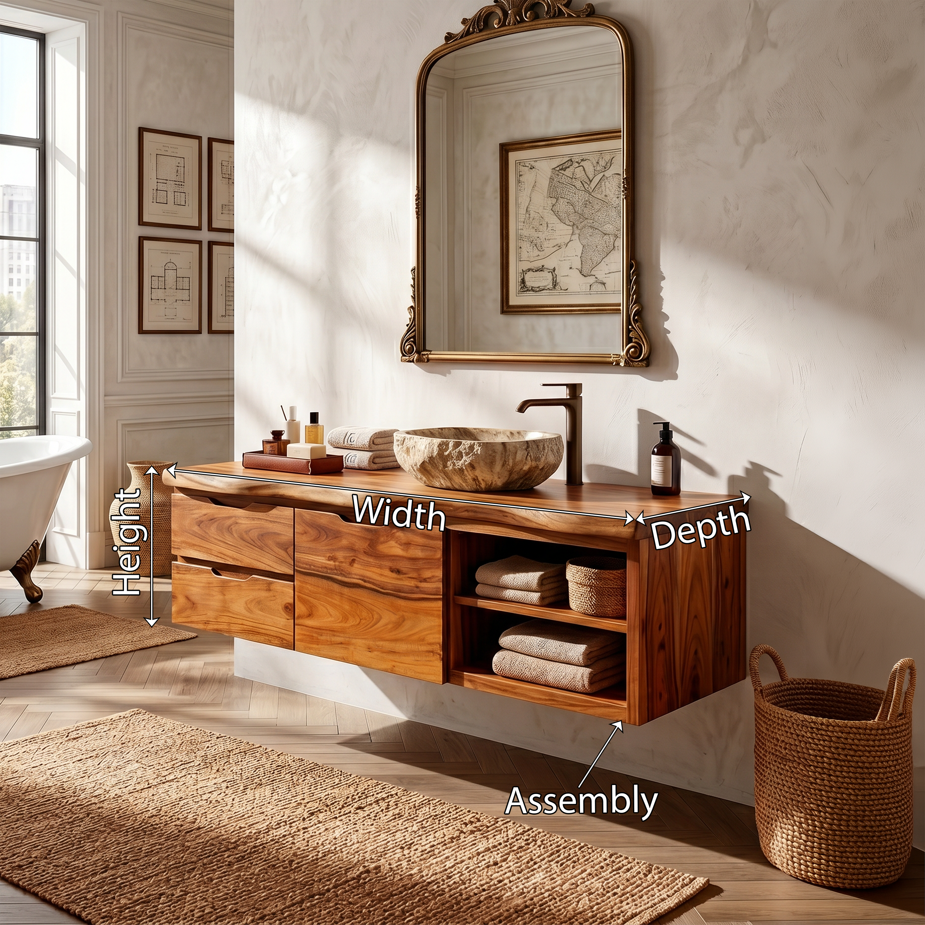 Japandi Wall Mounted Vanity Urban Loft Bathroom SILDTTRBRV197