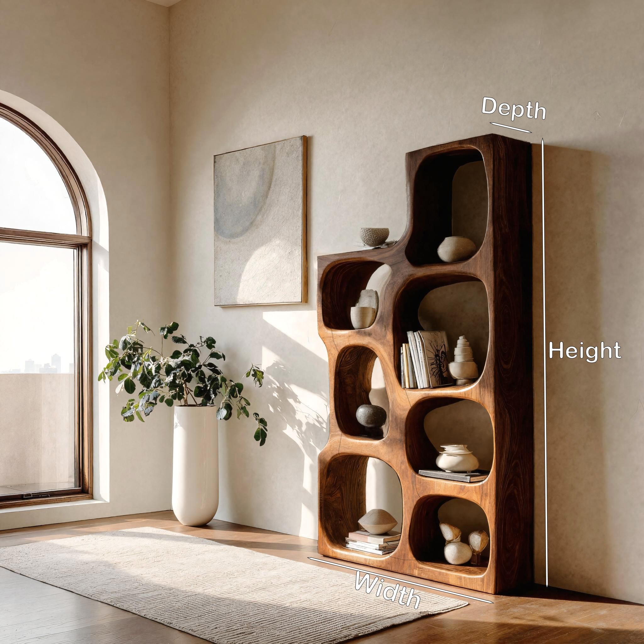 Organic Sculptural Wooden Bookshelf For Modern Living Room RTTHHNBS133