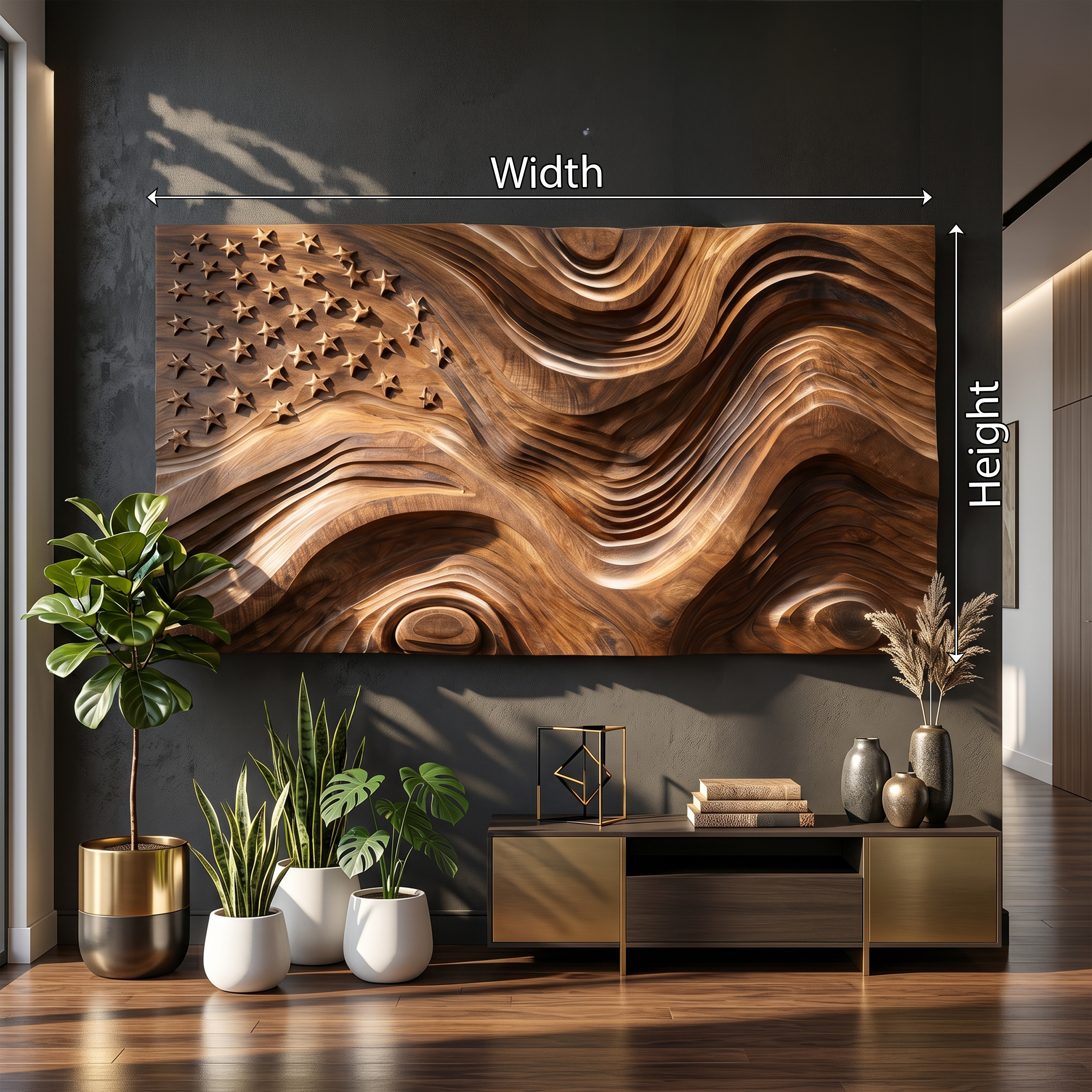 Rustic American Flag Wall Panel With Wave Relief For Living Room SILDTTRWA159