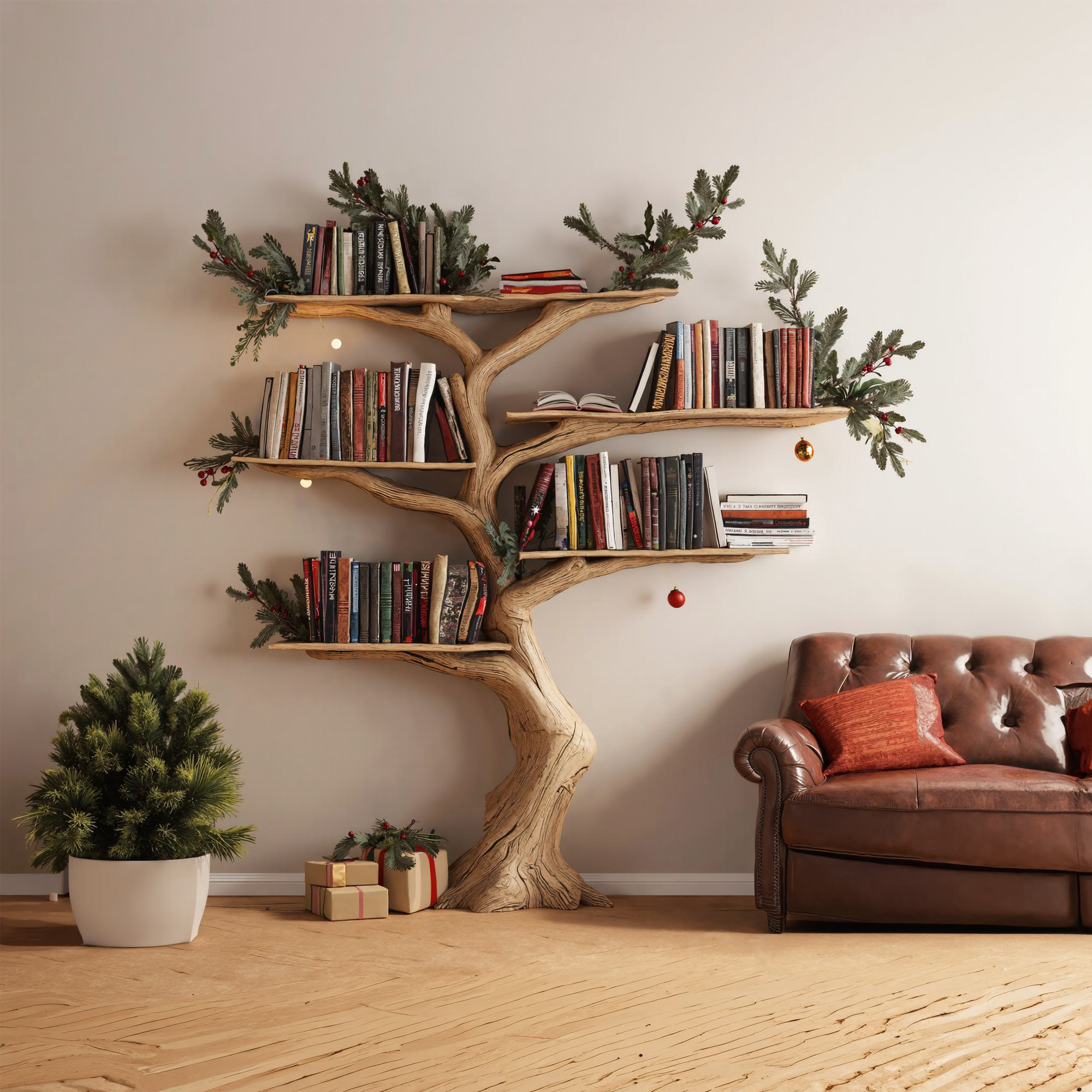 Tree Branch Shelf Custom Bookcase Rustic Decor SINLTB078