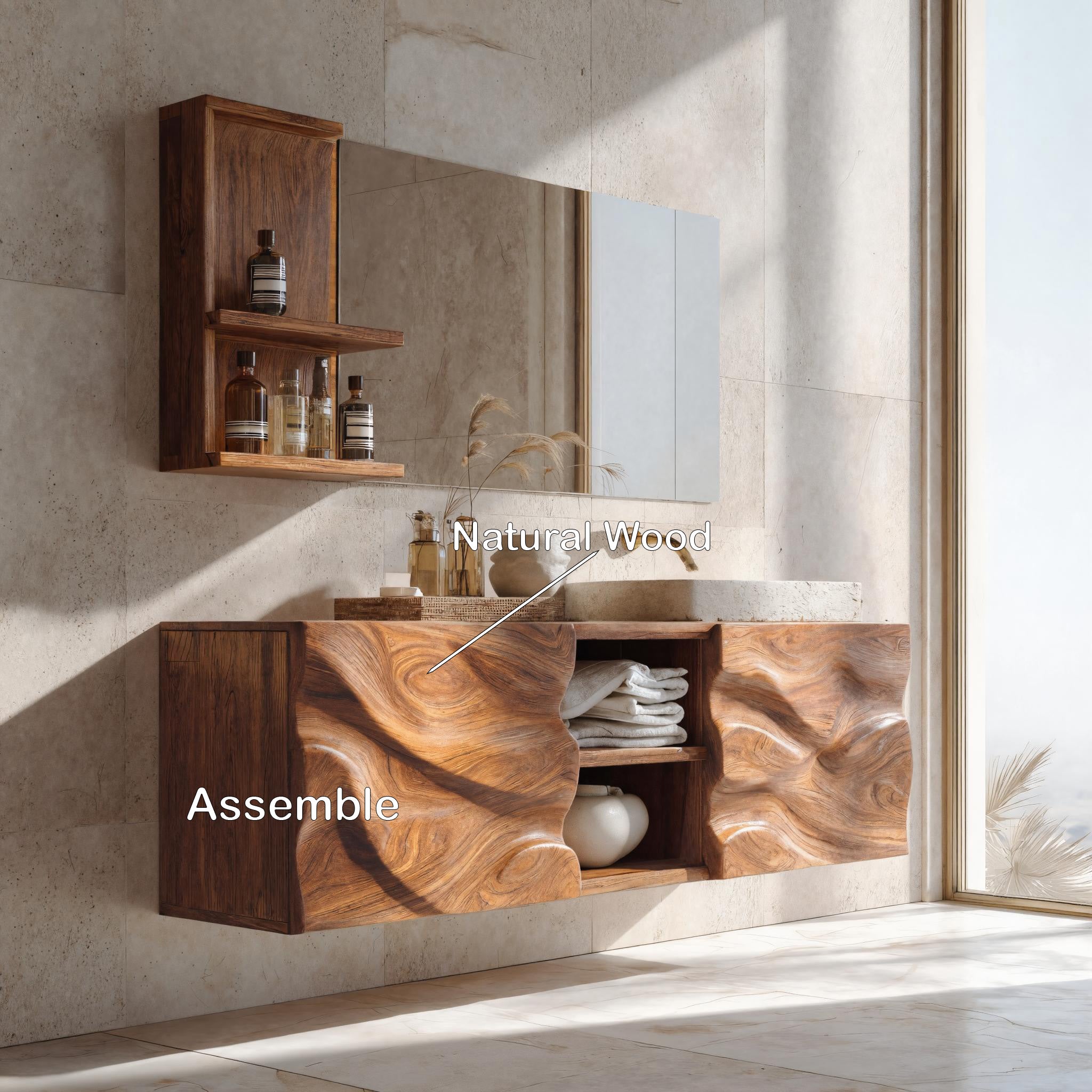 Handcrafted Wall Bathroom Vanity For Modern Bathroom RTTHHNBRV001