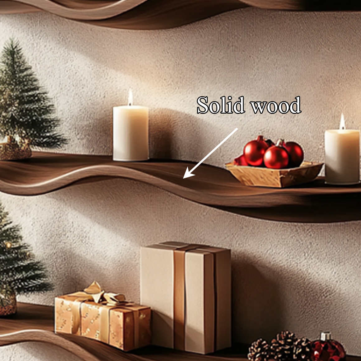 Mid Century Wavy Floating Shelf Living Christmas Spaces SINLSAWV009