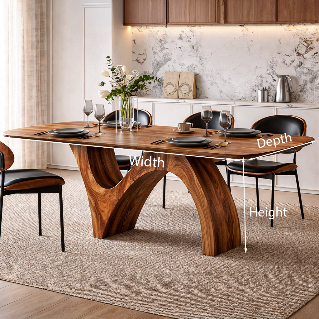 Farmhouse Wooden Dining Table With Organic Shape For Kitchen RTTHTTDN047