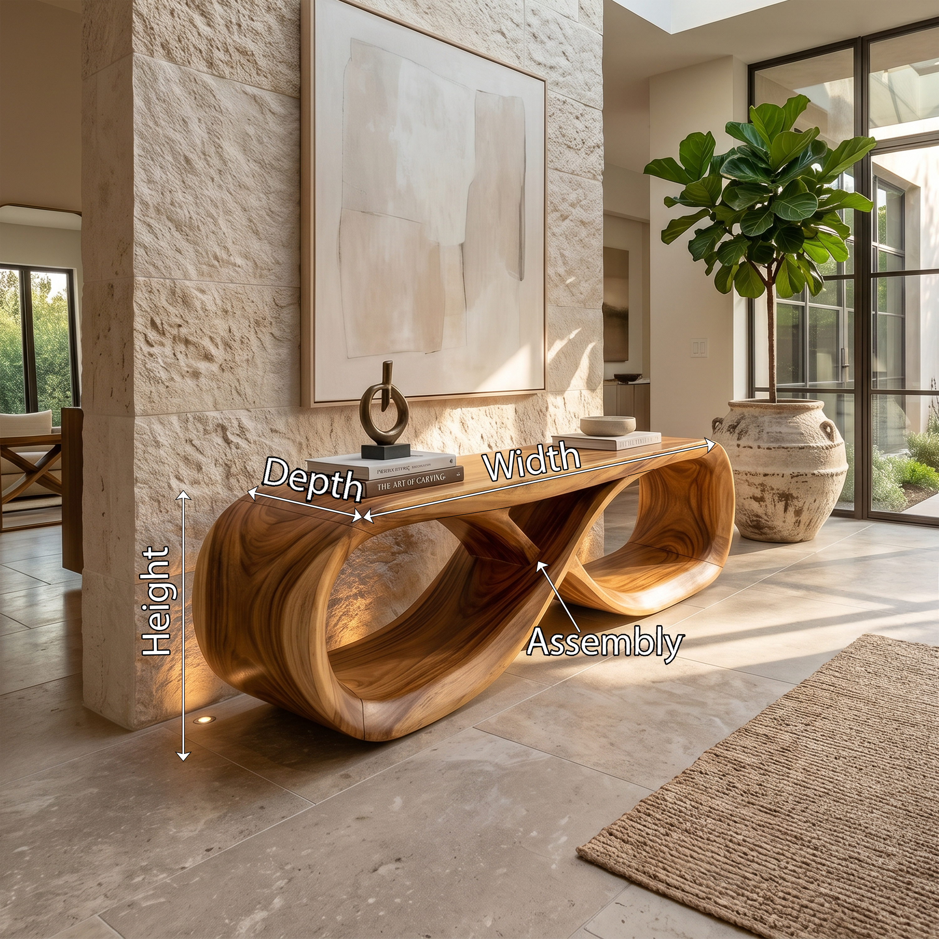 Curved Wooden Bench Contemporary Residence SILDTTRBEN063