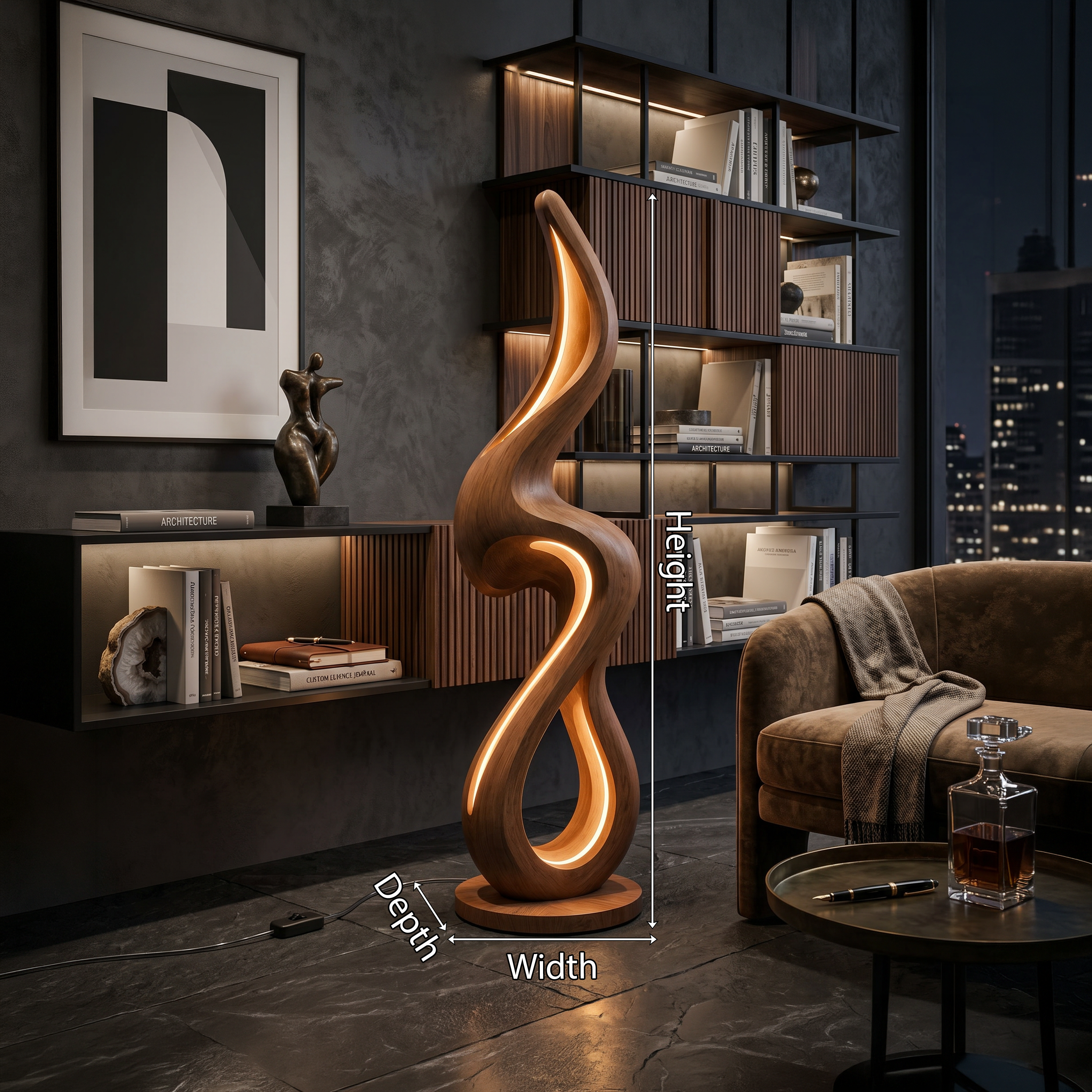 Minimalist Curved Lamp With Shelf For Lounge SILDTTNLAM031
