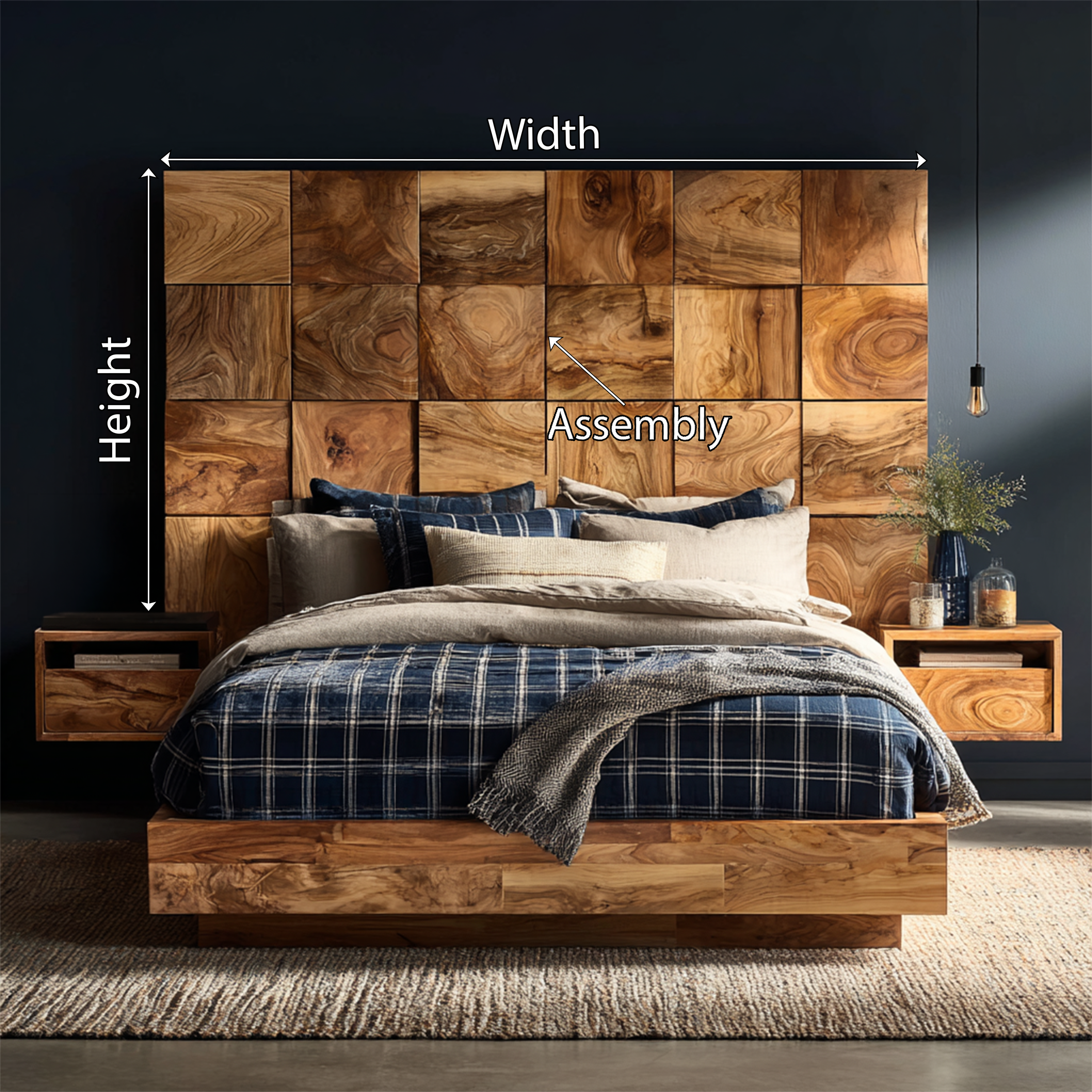 Rustic Square Panel Headboard For Modern Farmhouse Bedroom Decor SILDTTRHB004
