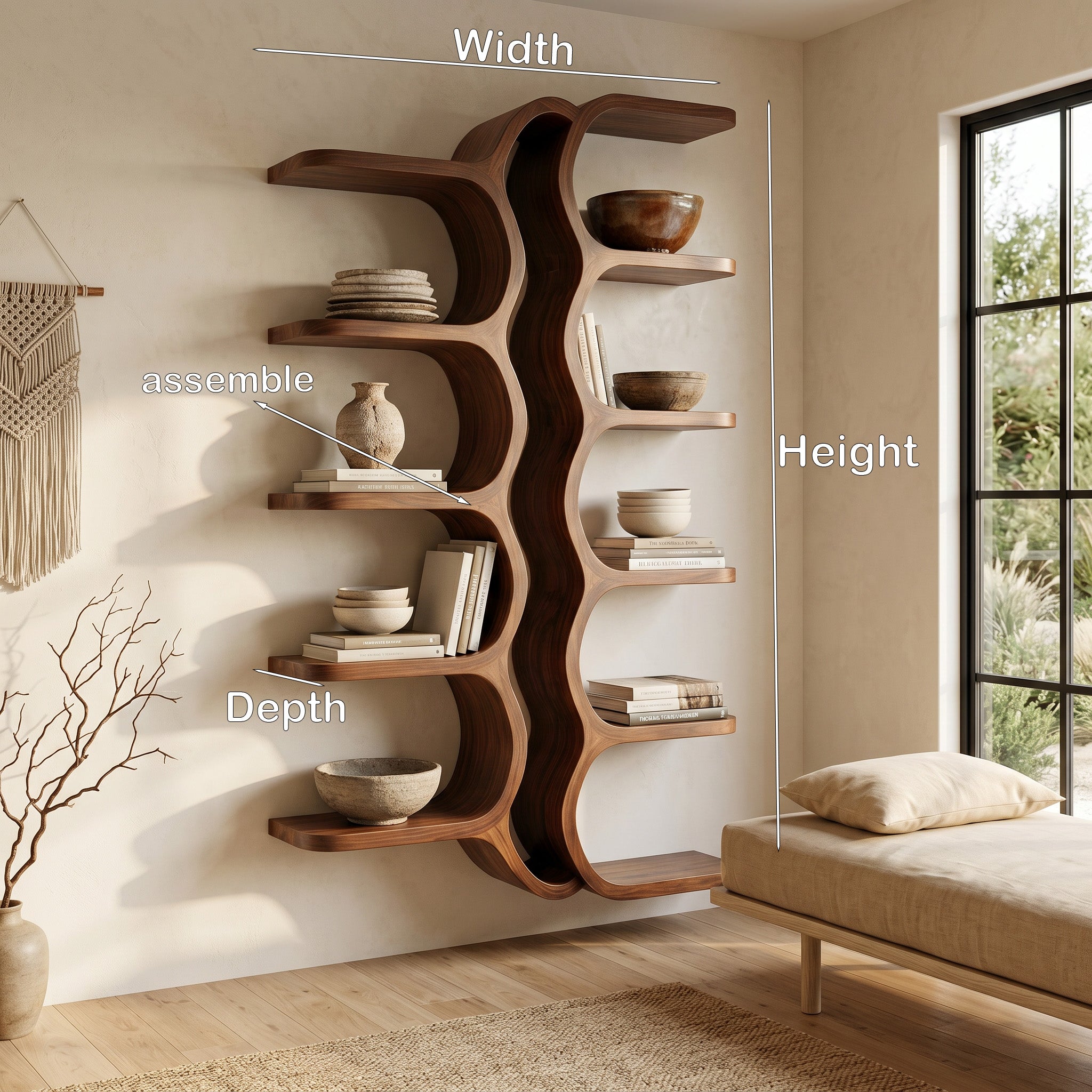 Organic Sculpture Wooden Wall Mounted Shelf For Living Room RTTHHNWMS033