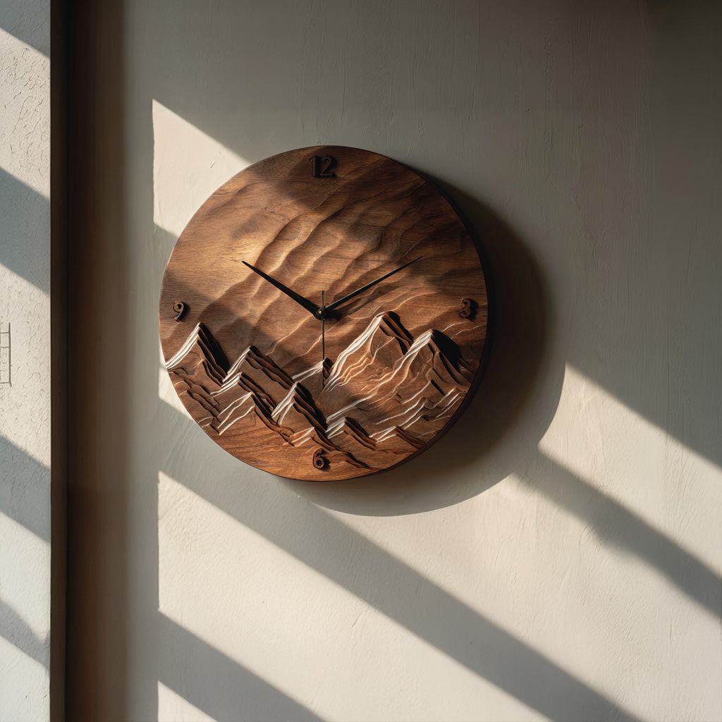 Rustic Wood Landscape Wall Clock For Living Room RTTHHNWAC016