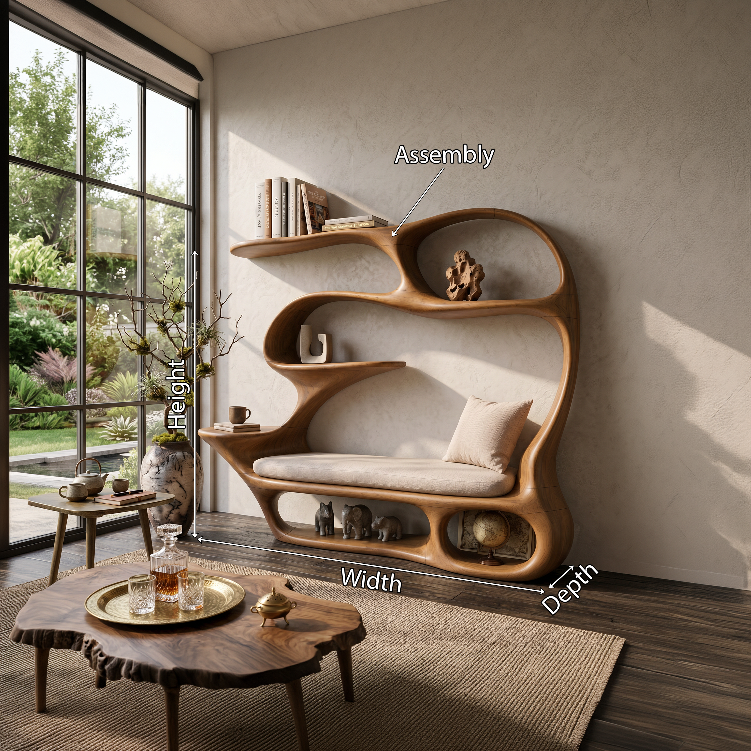 Contemporary Reading Seat Bookcase For Home Library SILDTTNBS060
