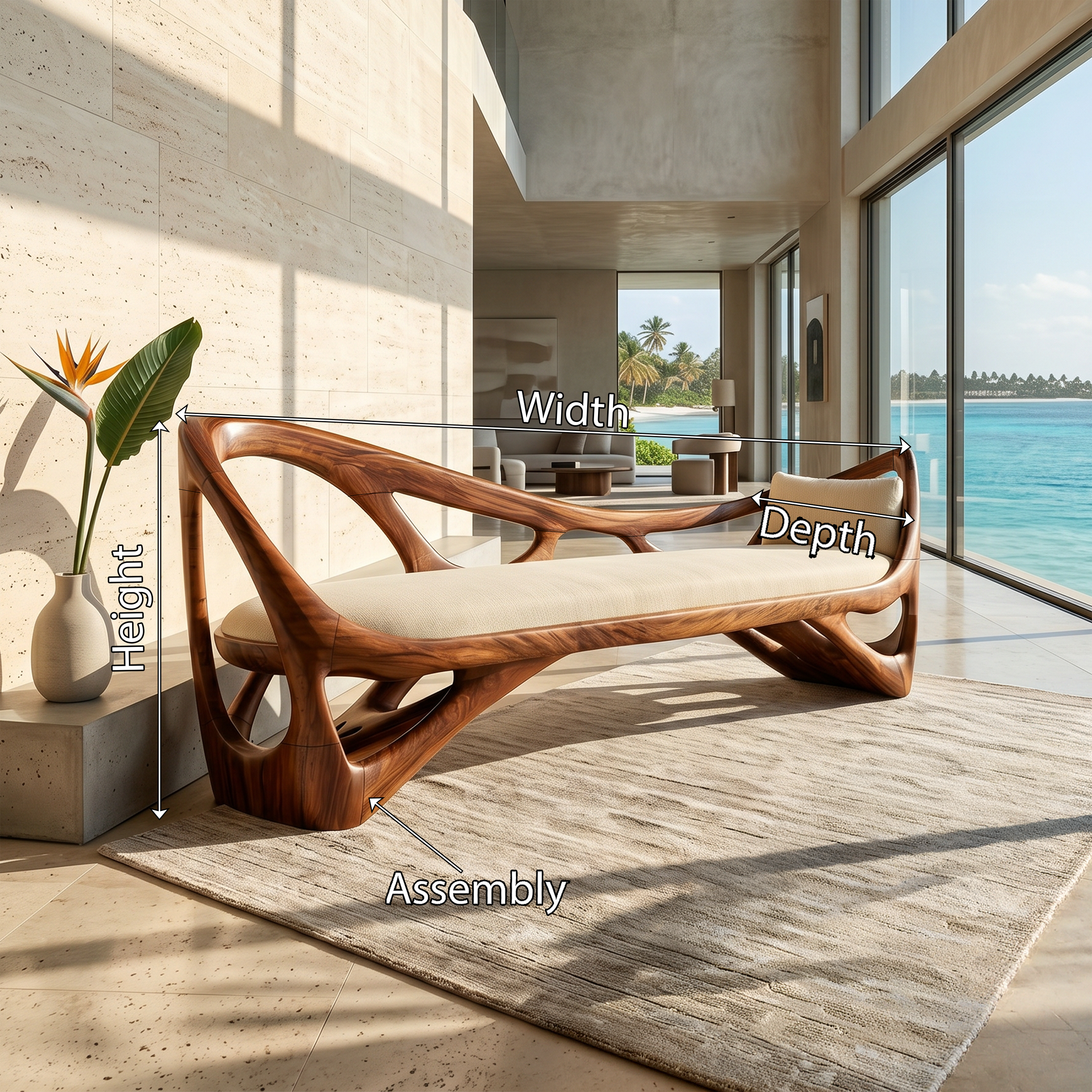 Contemporary Solid Wood Bench Family Room SILDTTRBEN075