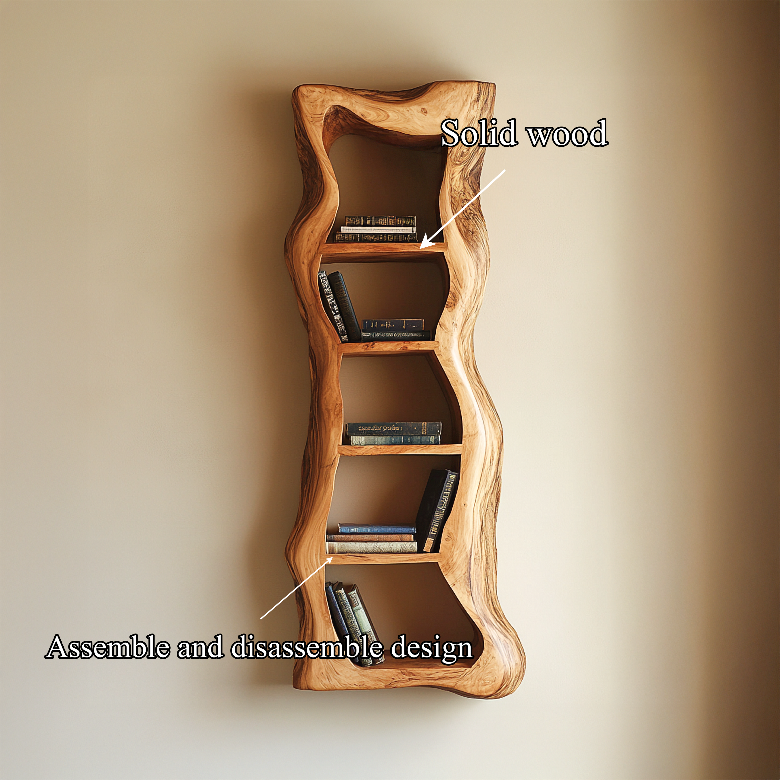 Rustic Handcrafted Sculpted Wall Shelf Living Room Interior Furniture SINLSAFL402