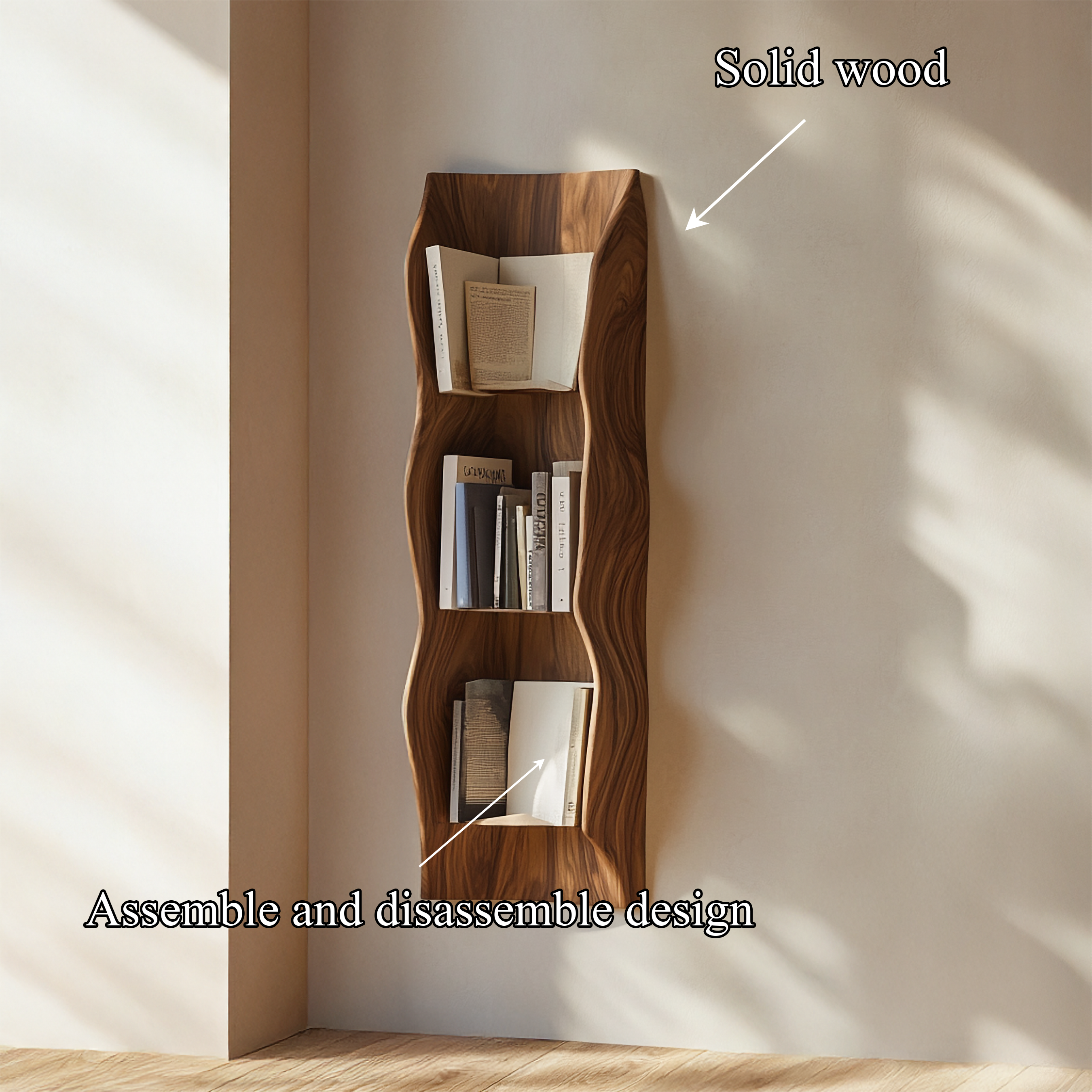 Organic Sculptural Wall Bookshelf For Living Space Or Interior Area SINLSAFL371