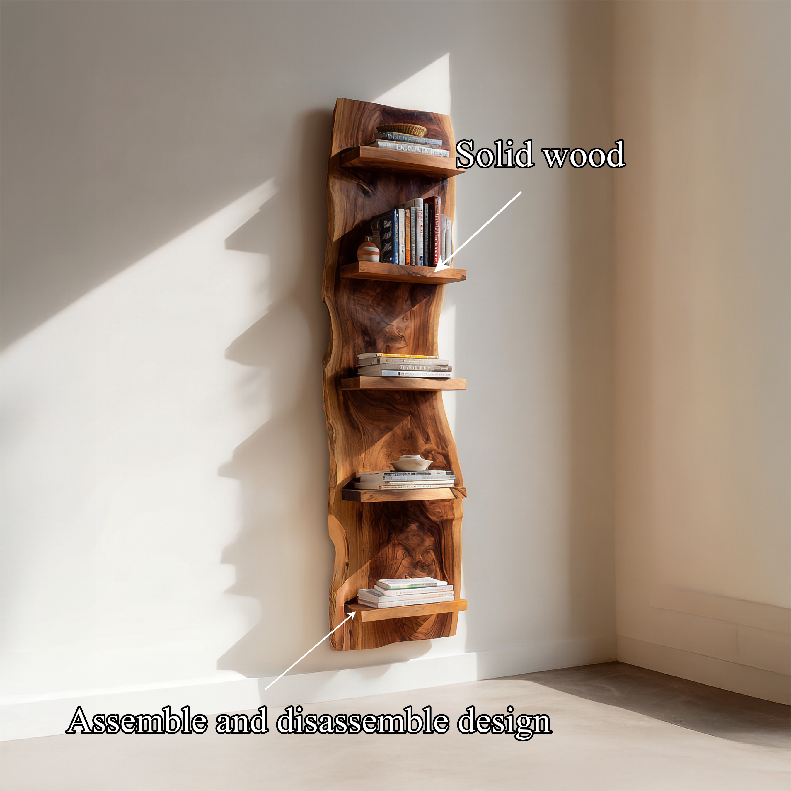 Organic Sculptural Accent Wall Bookshelf For Living Space SINLSAFL373