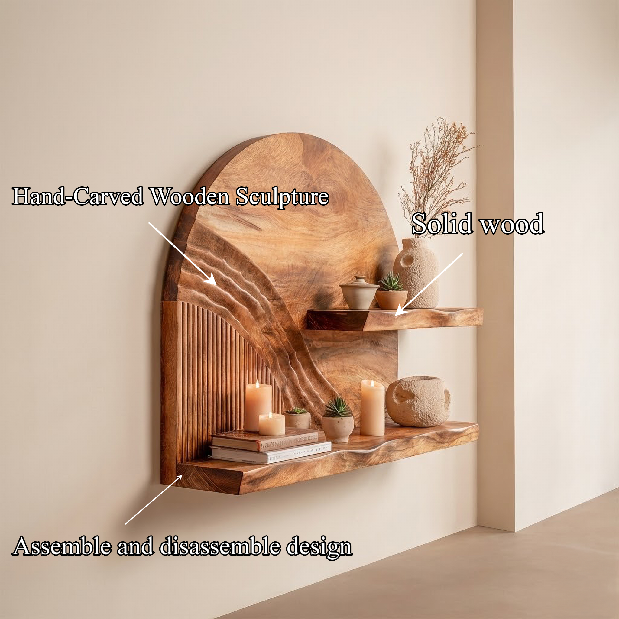 Rustic Statement Wall Shelf For Living Room And Open Space SINLSAFL447