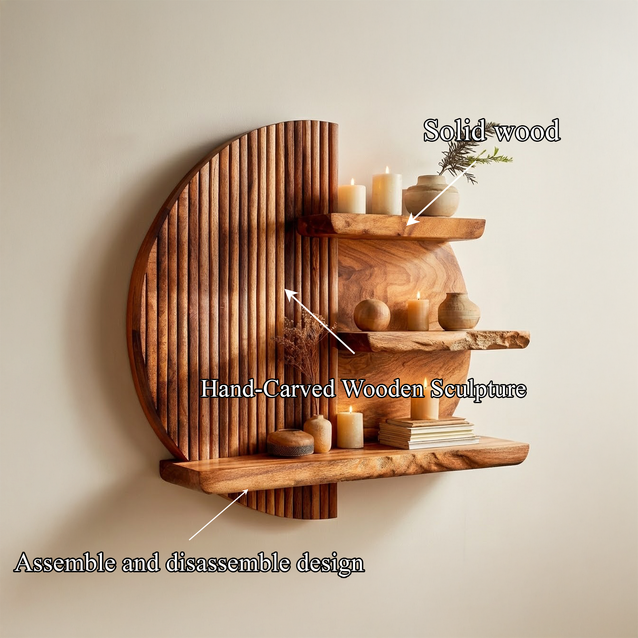Rustic Sculptural Wall Shelf For Living Room And Decorative Wall SINLSAFL449