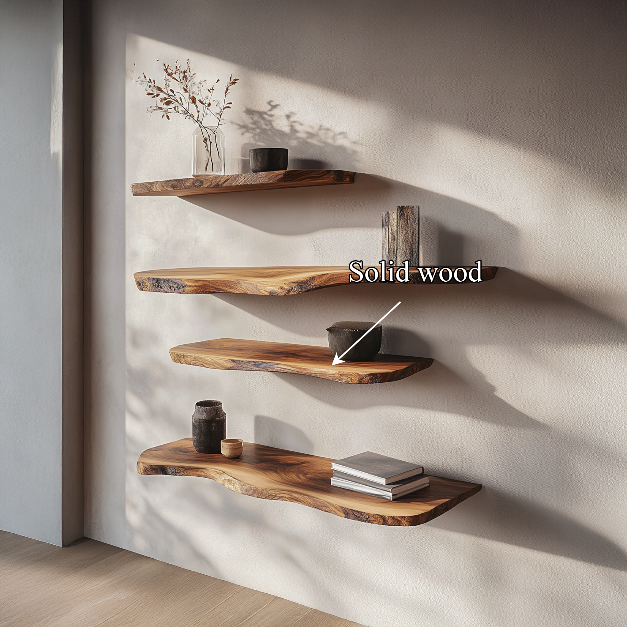 Rustic Organic Wall Shelf For Living Room And Bedroom SINLSAFL452