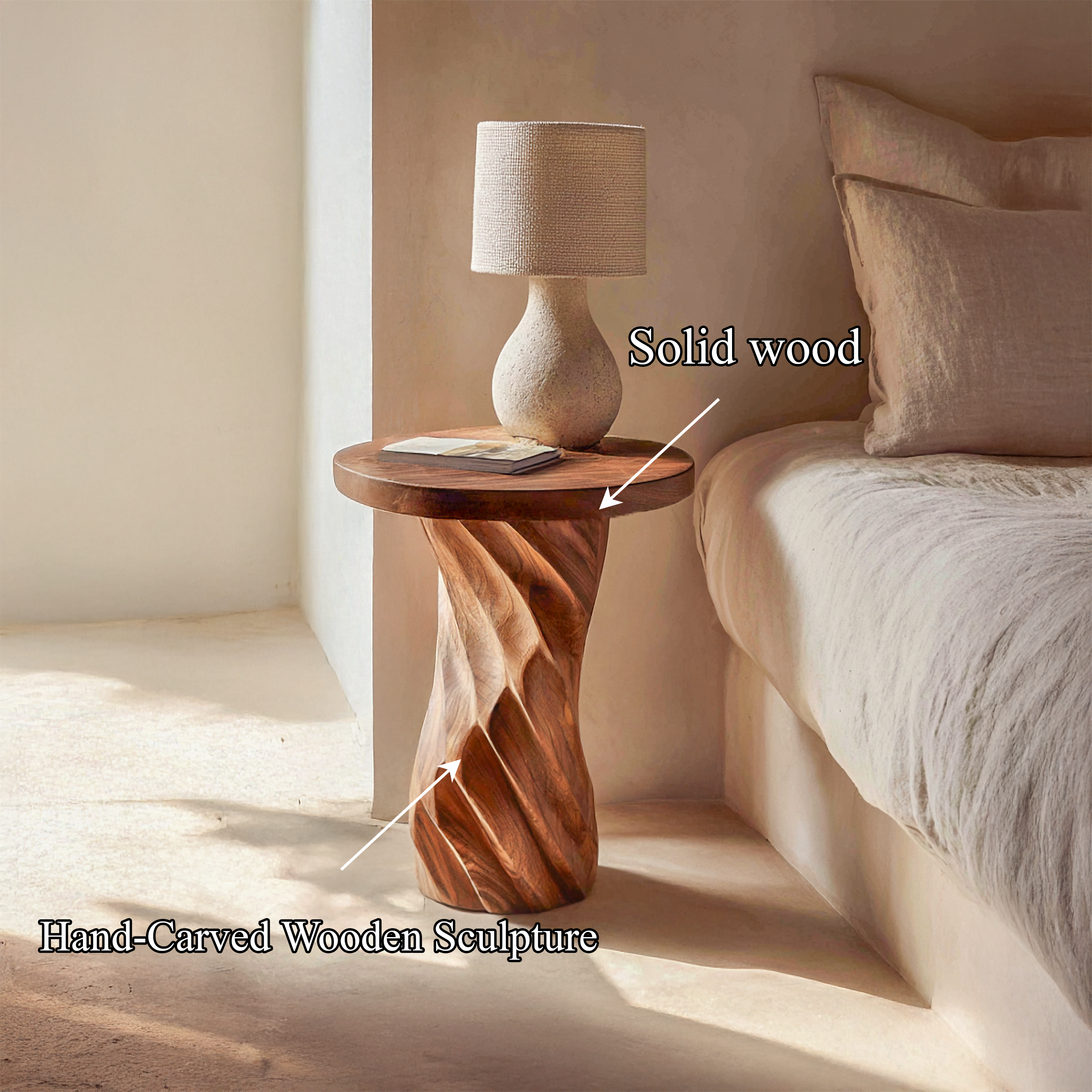 Mid Century Organic Nightstand For Bedroom And Reading Nook SINLSABT231