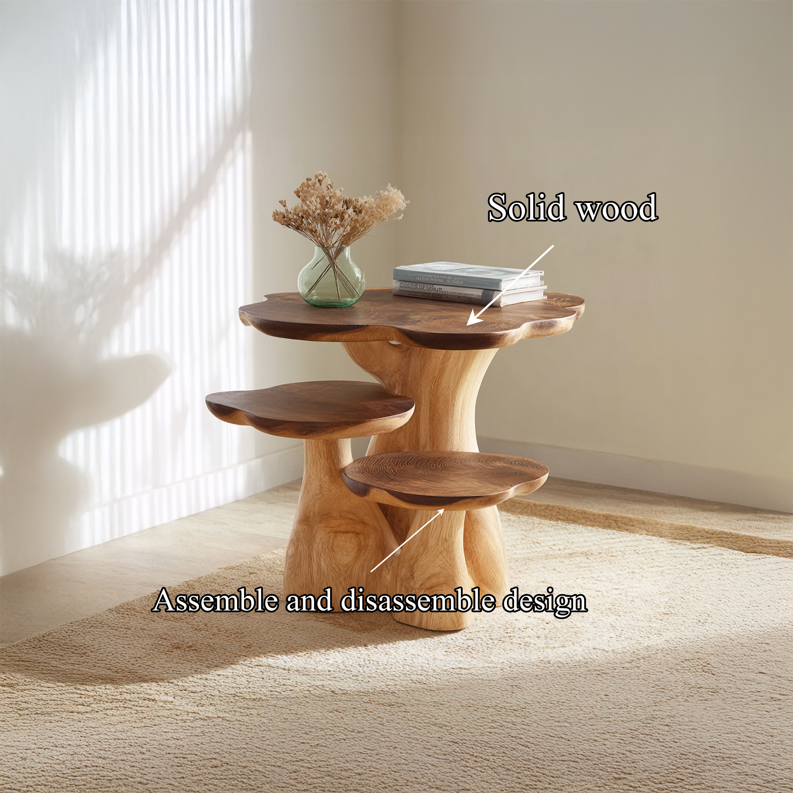 Rustic Mushroom Side Table For Living Room And Apartment SINLSABT234