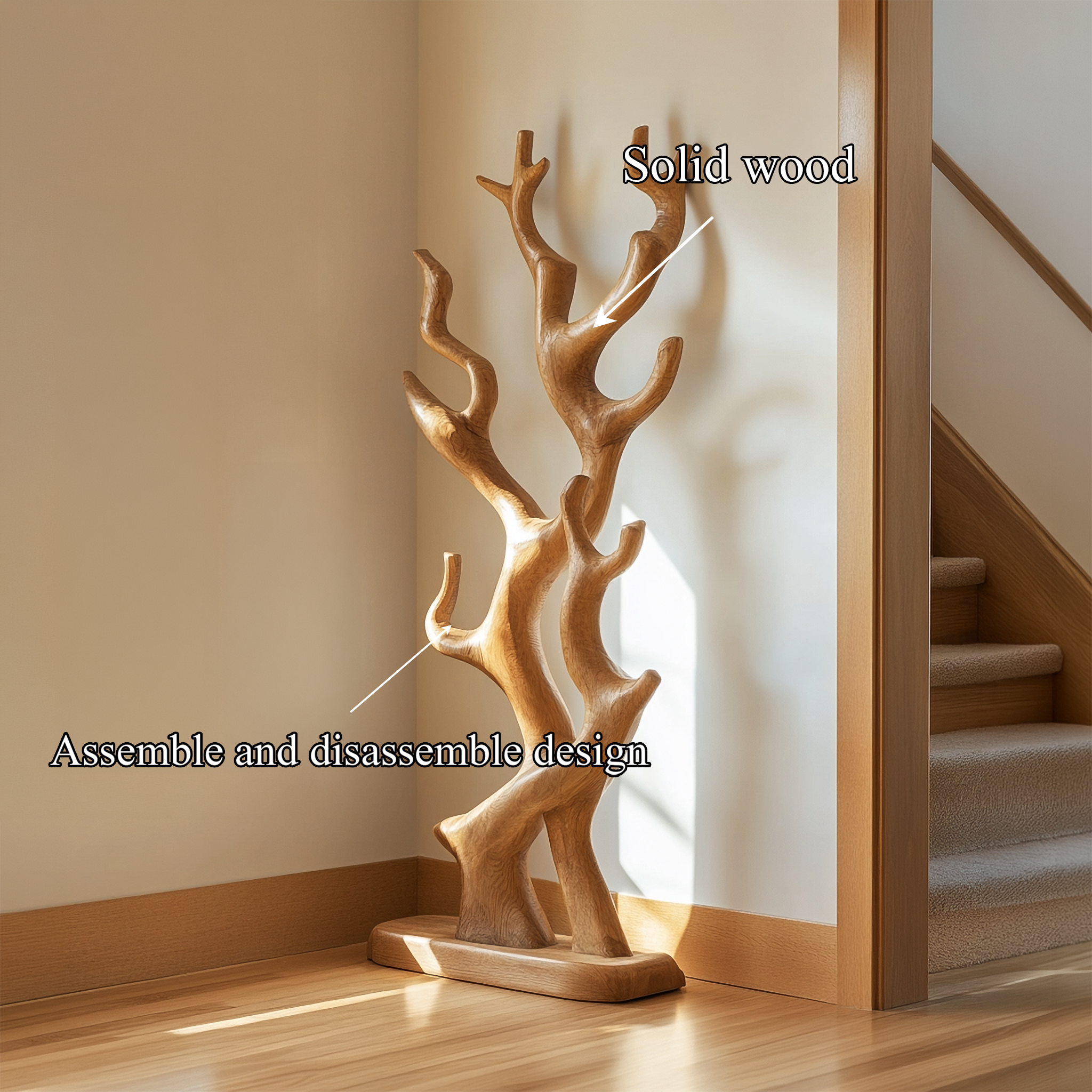 Rustic Tree Inspired Coat Stand For Entryway And Hallway Space SINLSATCR097