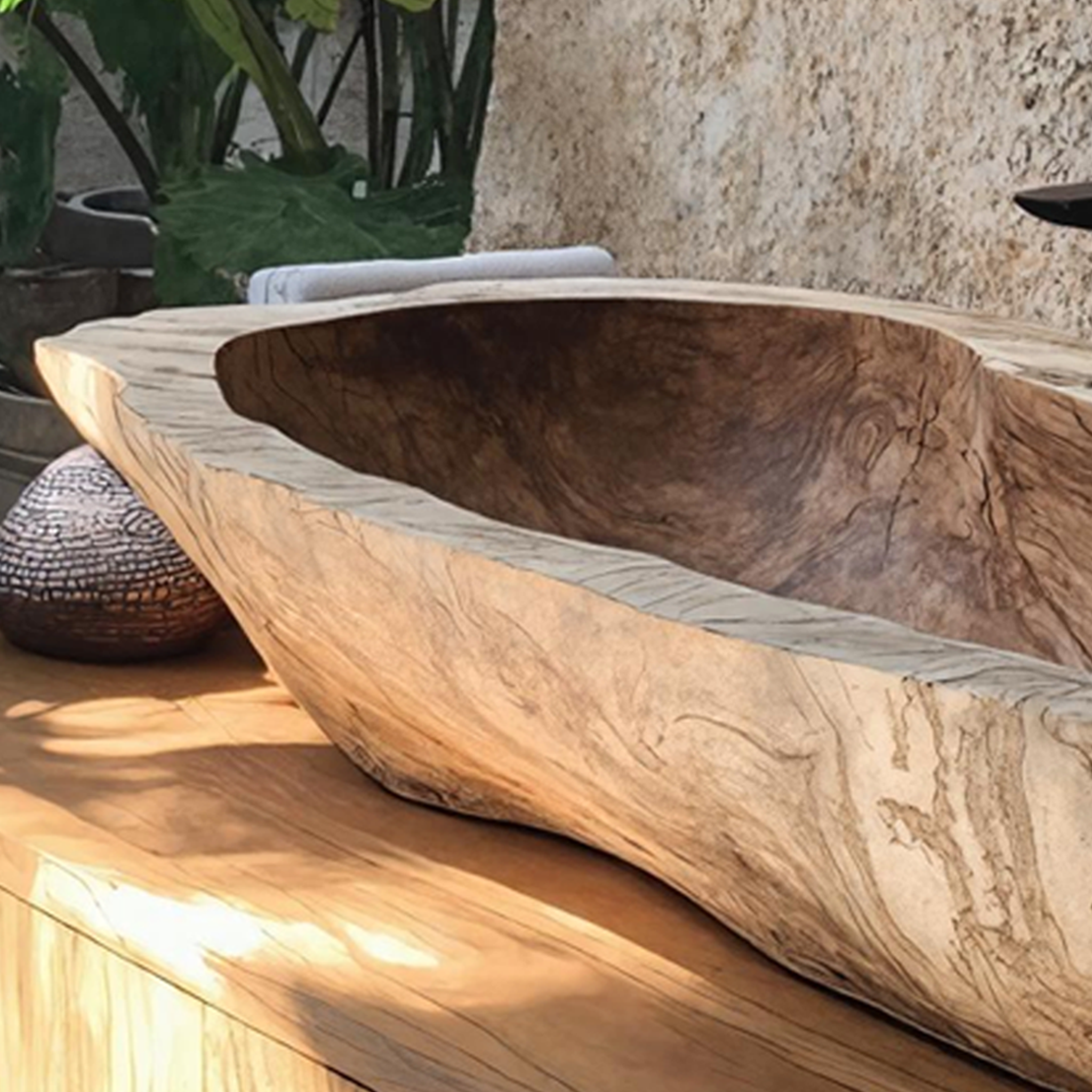 Mid Century Wood Wash Basin For Bathroom Interior Design SILDTTNVS003